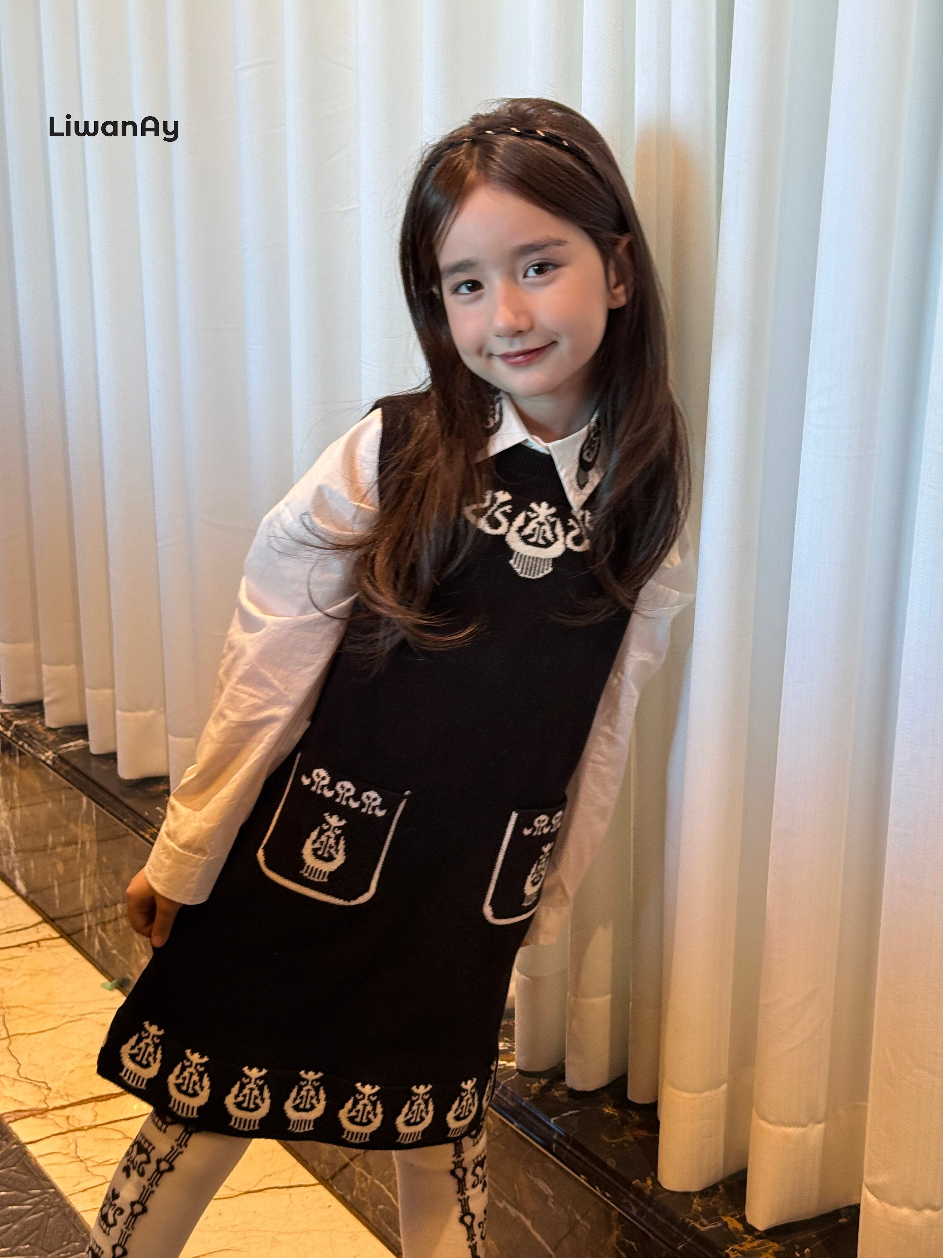 Atlas Knit Dress – Cultural Pattern Black