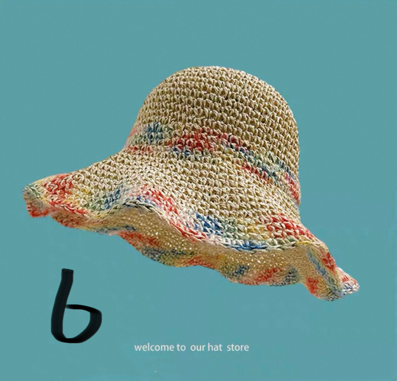 girls’ Woven Straw Sun Hat – Cute Summer Beach Style (Size 56-58cm)