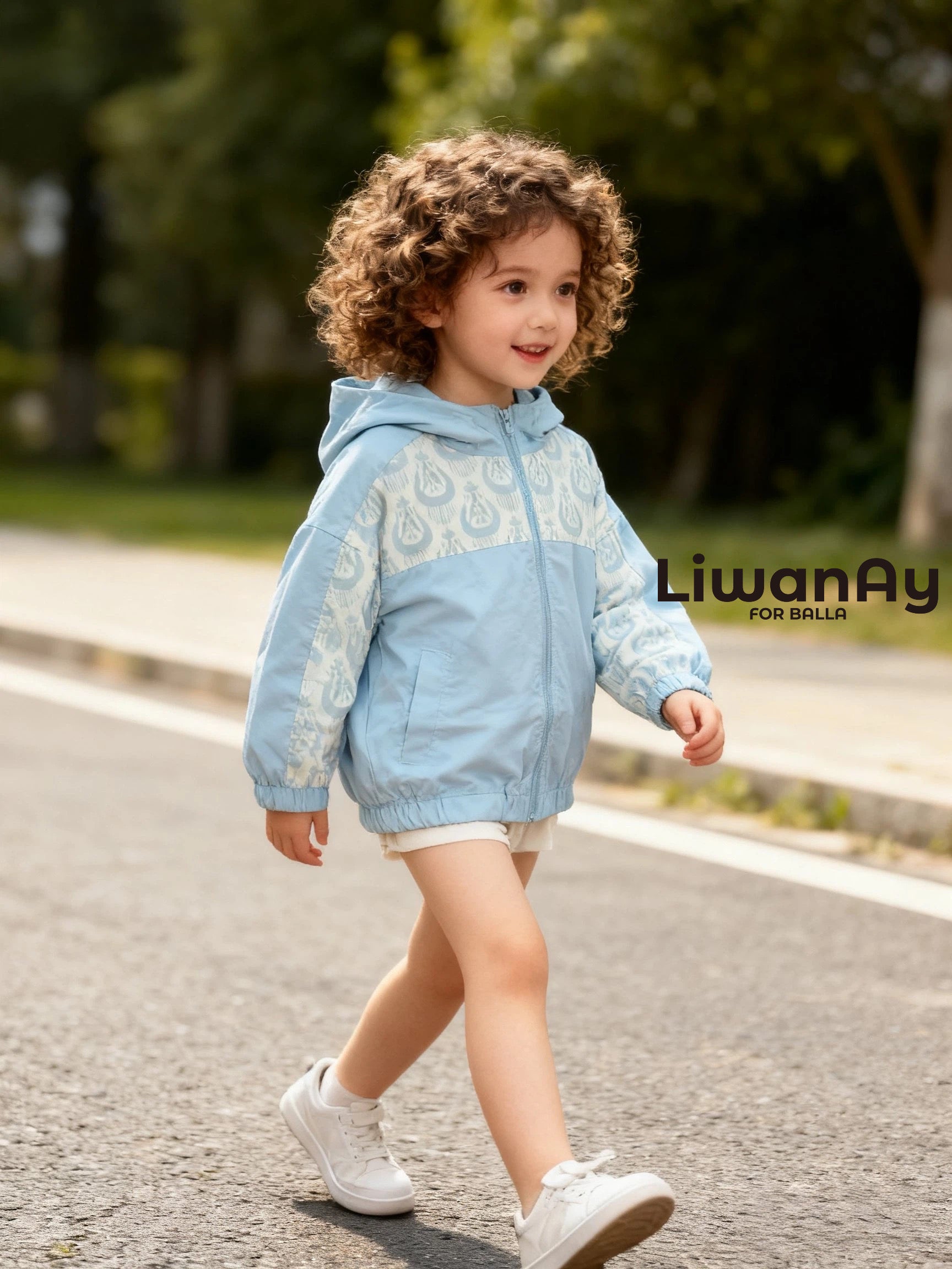 Blue Ikat Windbreaker Jacket