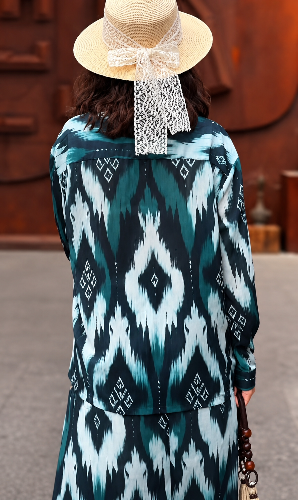 Midnight Ikat Chiffon Two-Piece Set – Hand-Beaded Heritage Collection