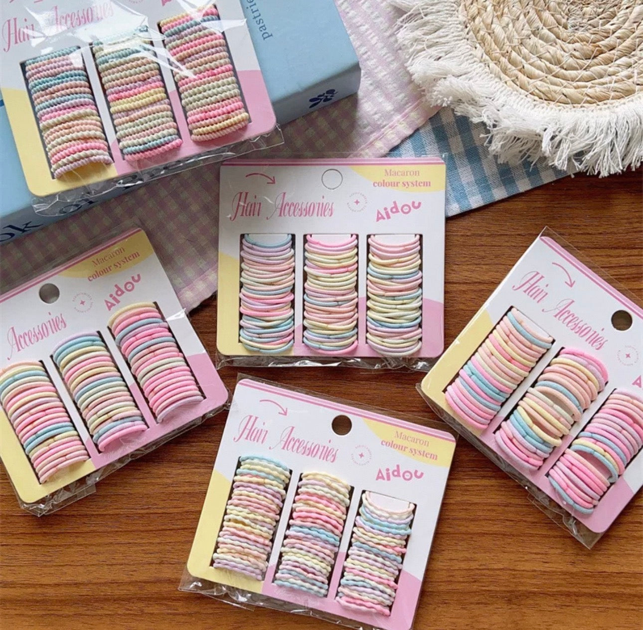 Rainbow Pastel Elastic Hair Ties – No Damage, Gentle Hold (Pack)