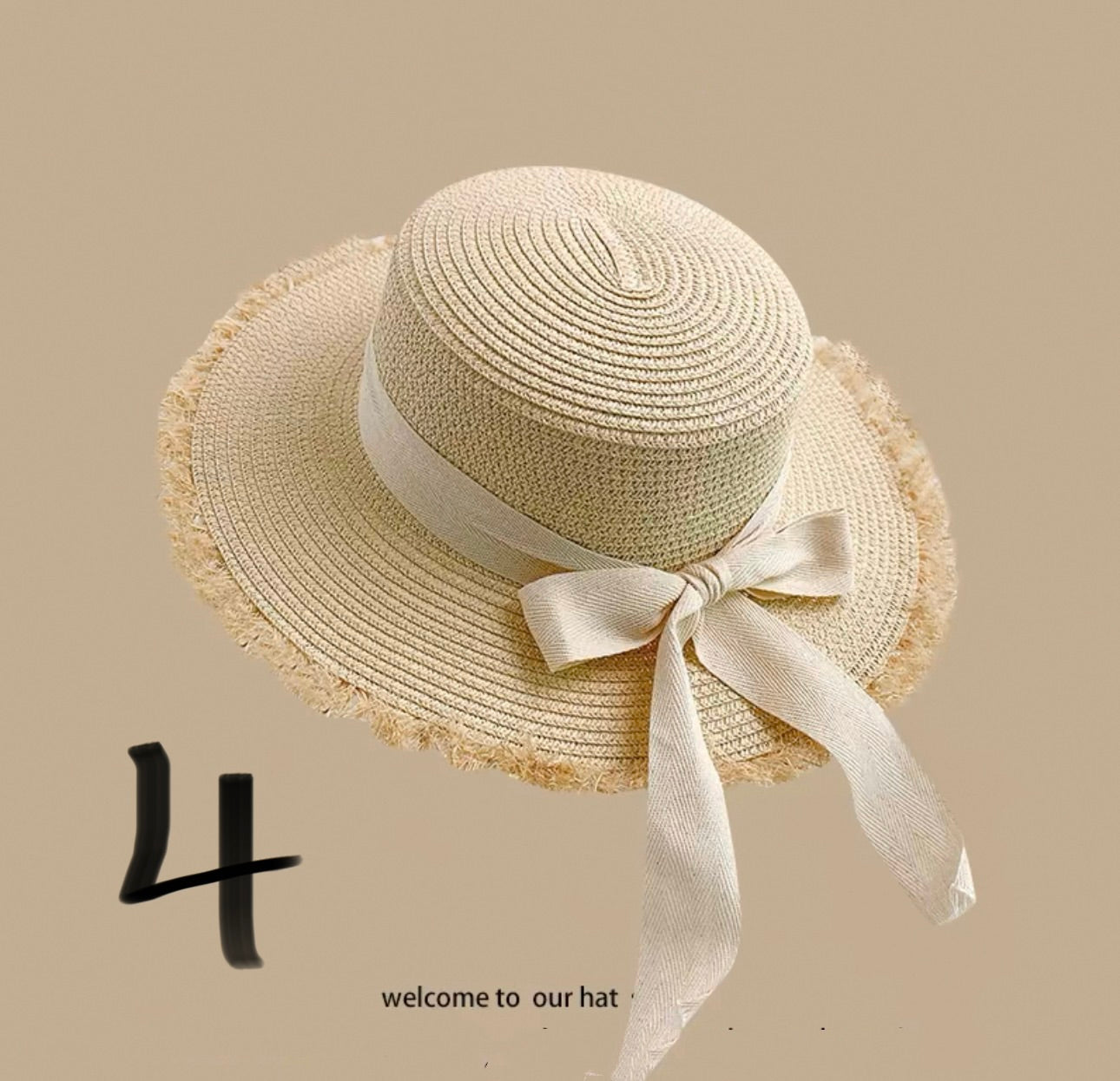girls’ Woven Straw Sun Hat – Cute Summer Beach Style (Size 56-58cm)