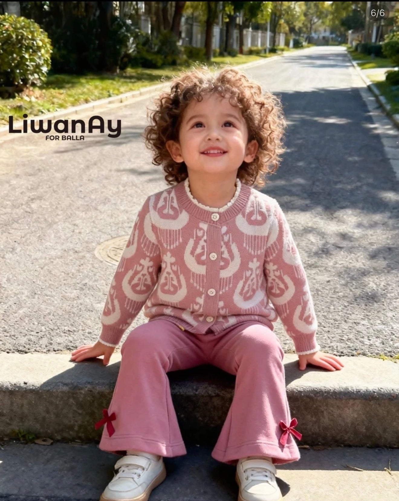 Atlas Knit Set – Anti-Pilling Cultural Pattern Cardigan & Pink Pants for Kids