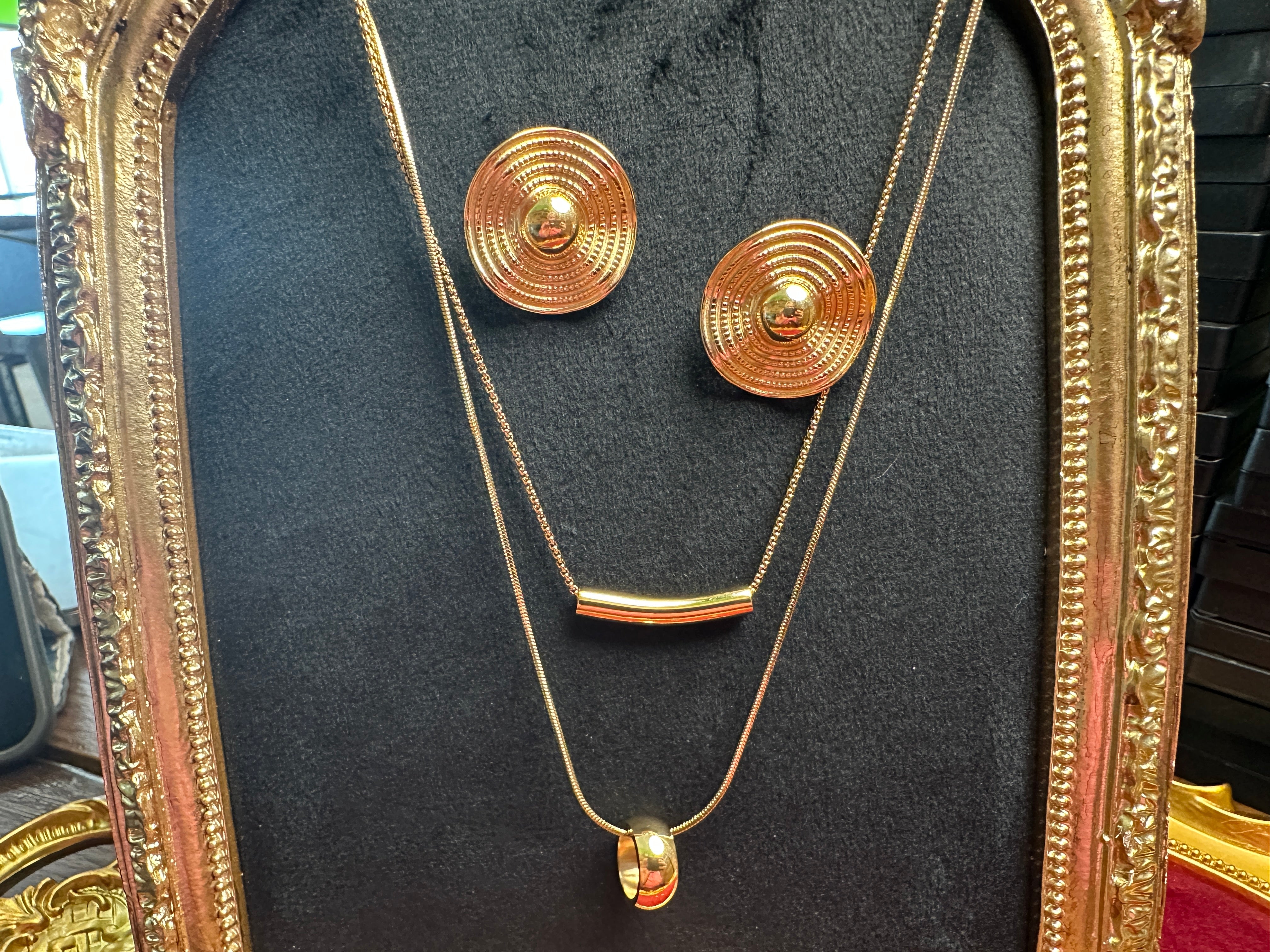 Gold Color Stainless Steel Fringe Necklace – Statement Beaded Design