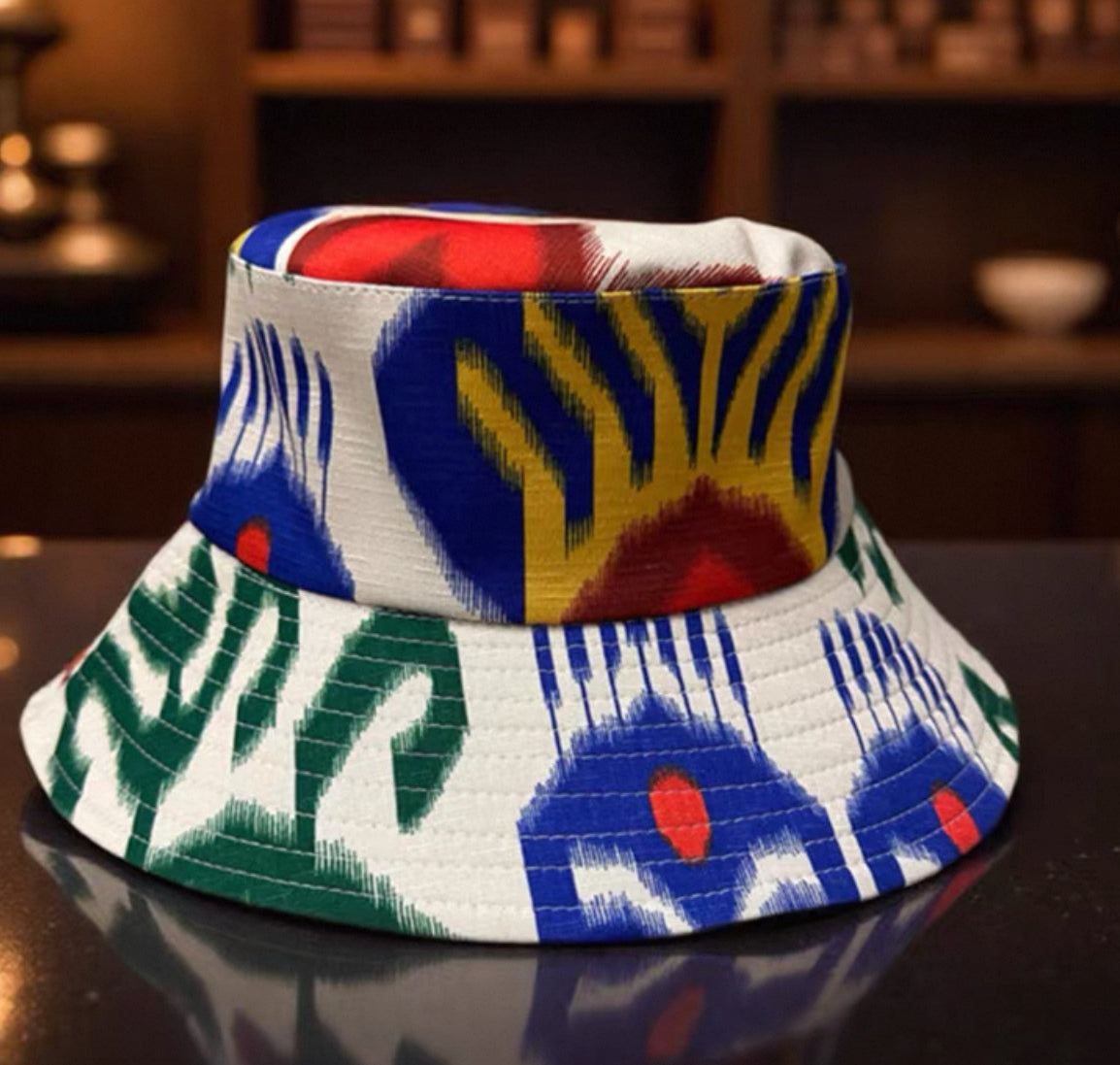 Atlas Ikat Bucket Hat – Bold Multicolor