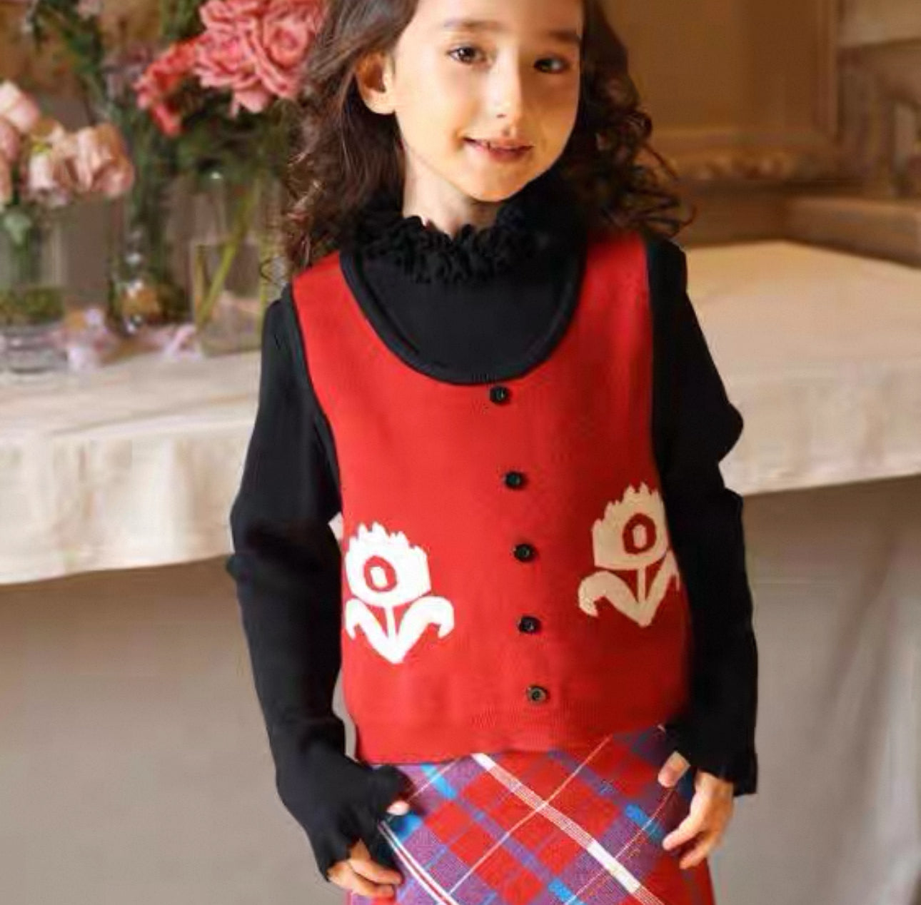 Girls’ Knit 2-Piece Set – Vest & Skirt