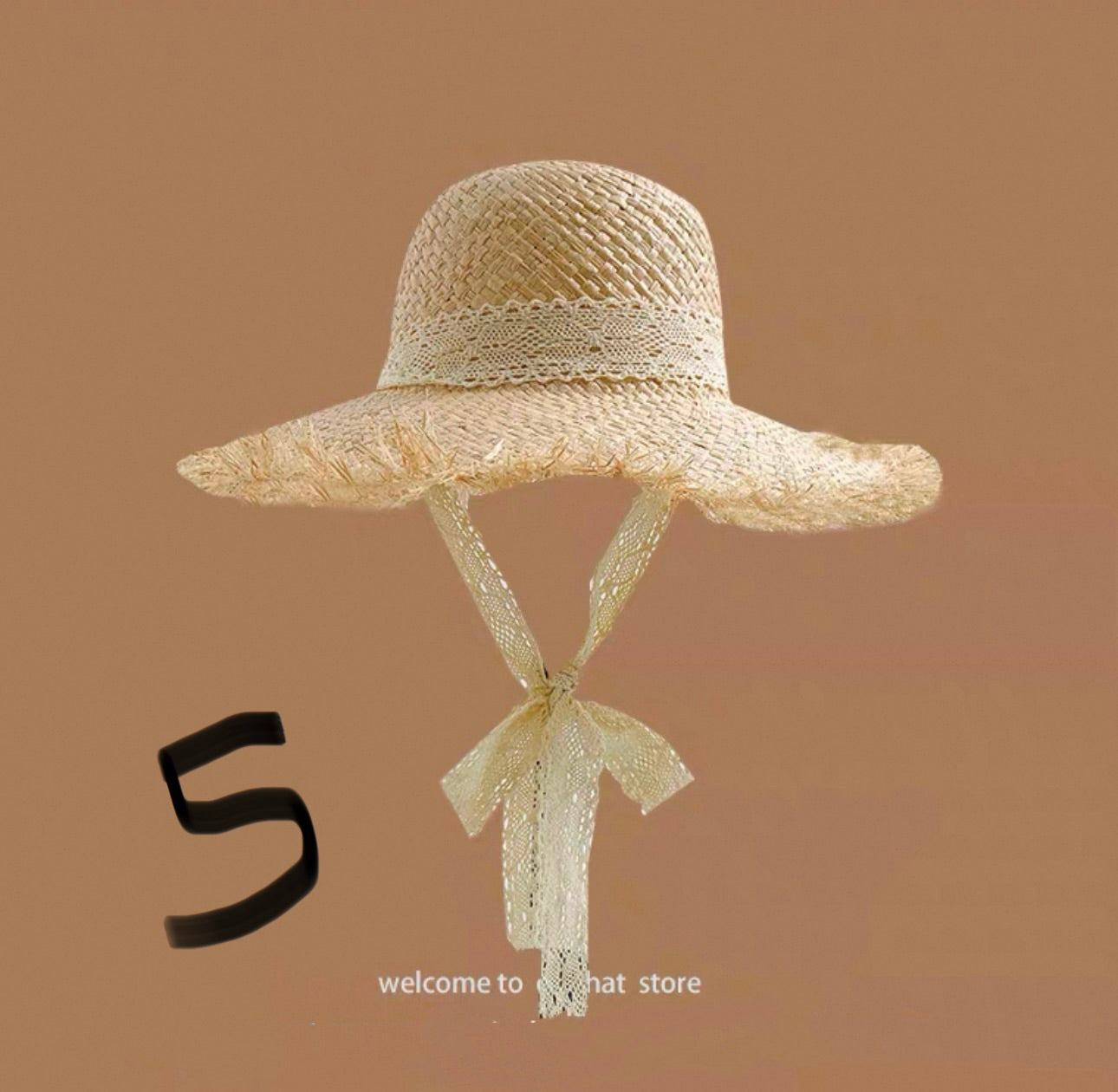 girls’ Woven Straw Sun Hat – Cute Summer Beach Style (Size 56-58cm)