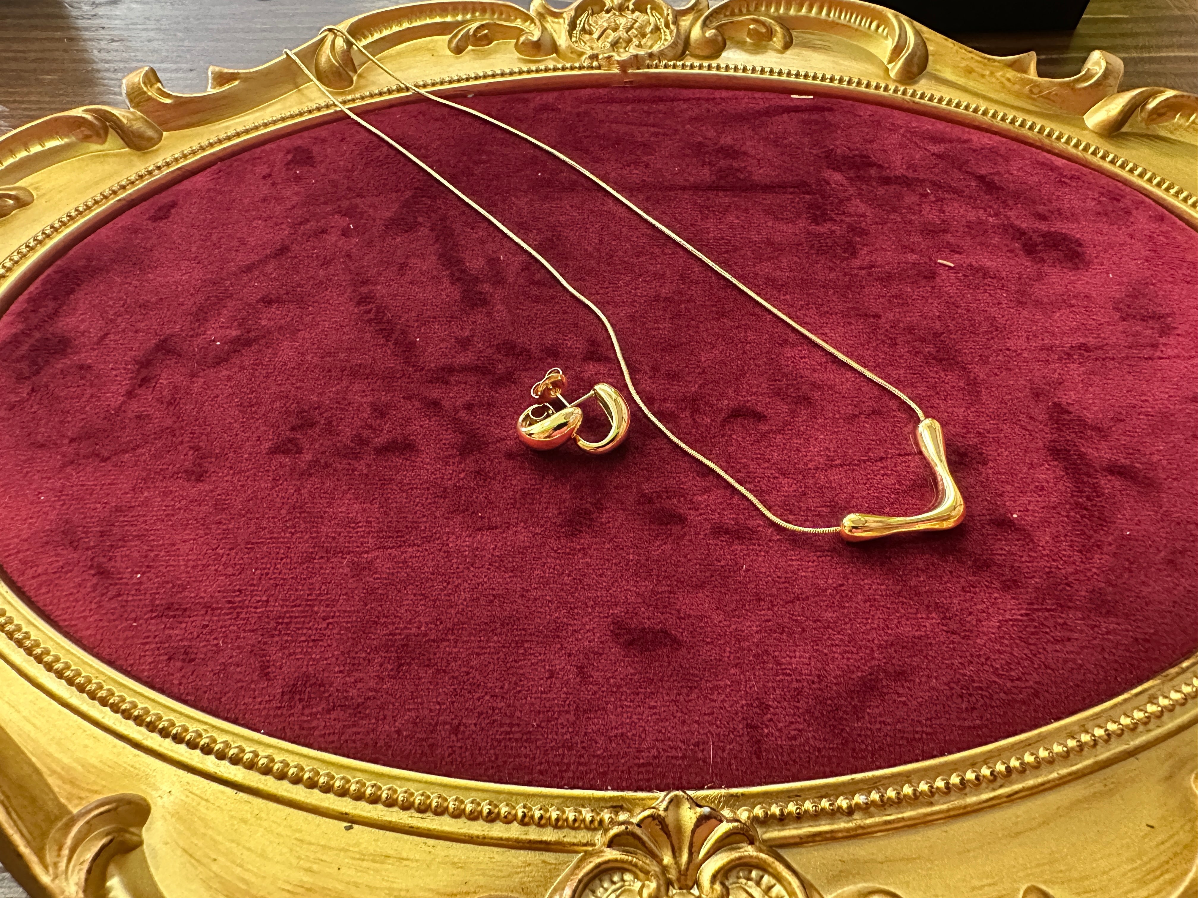 Gold Color Stainless Steel Fringe Necklace – Statement Beaded Design(67)