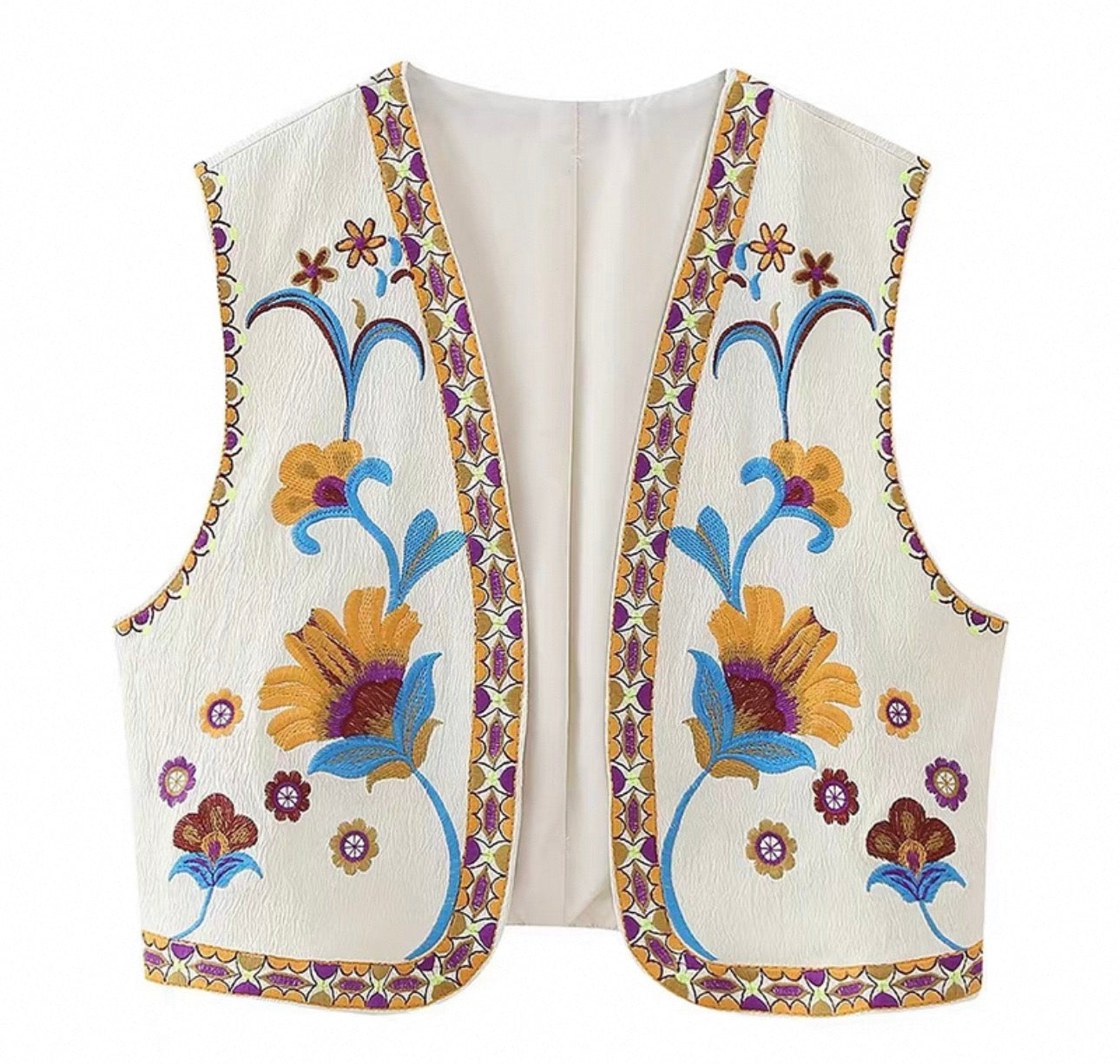 Embroidered Beaded Vest – Ethnic Vintage Style (One Size) 6