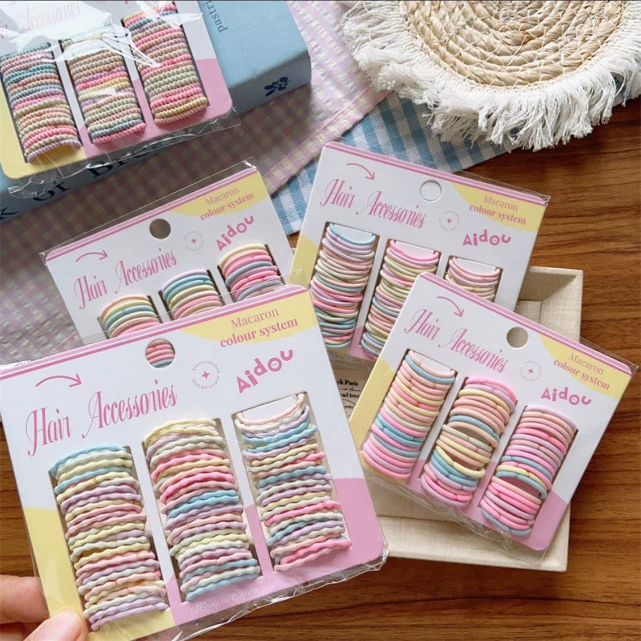 Rainbow Pastel Elastic Hair Ties – No Damage, Gentle Hold (Pack)