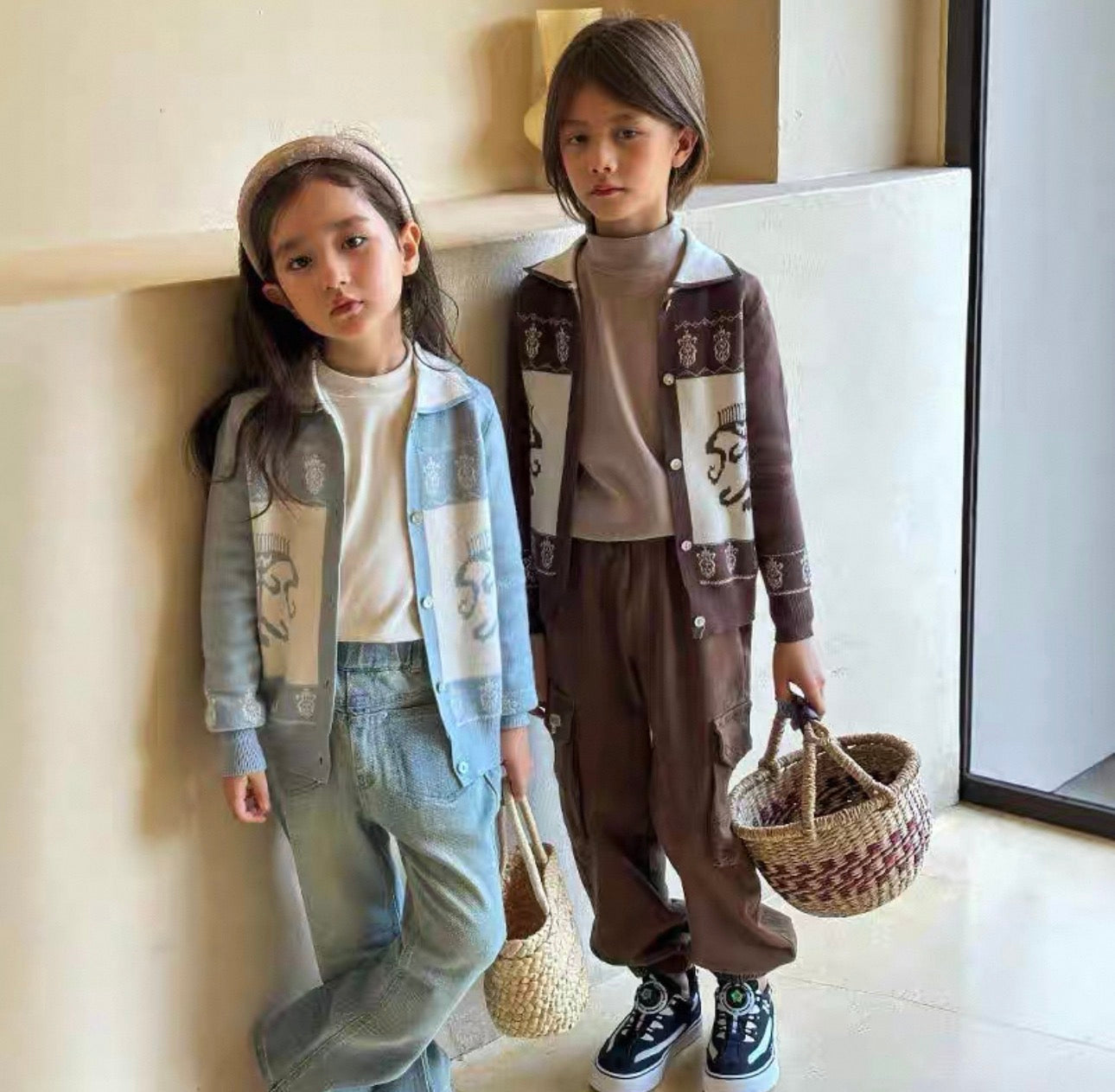 Blue Etlas Style Ethnic Knit Cardigan Jacket – Lightweight Spring/Fall Outerwear