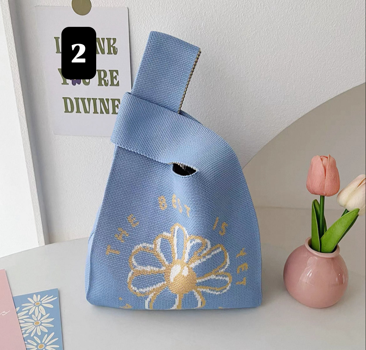 Mini Floral Knot Bag – Cute & Foldable Tote for Girls & Women