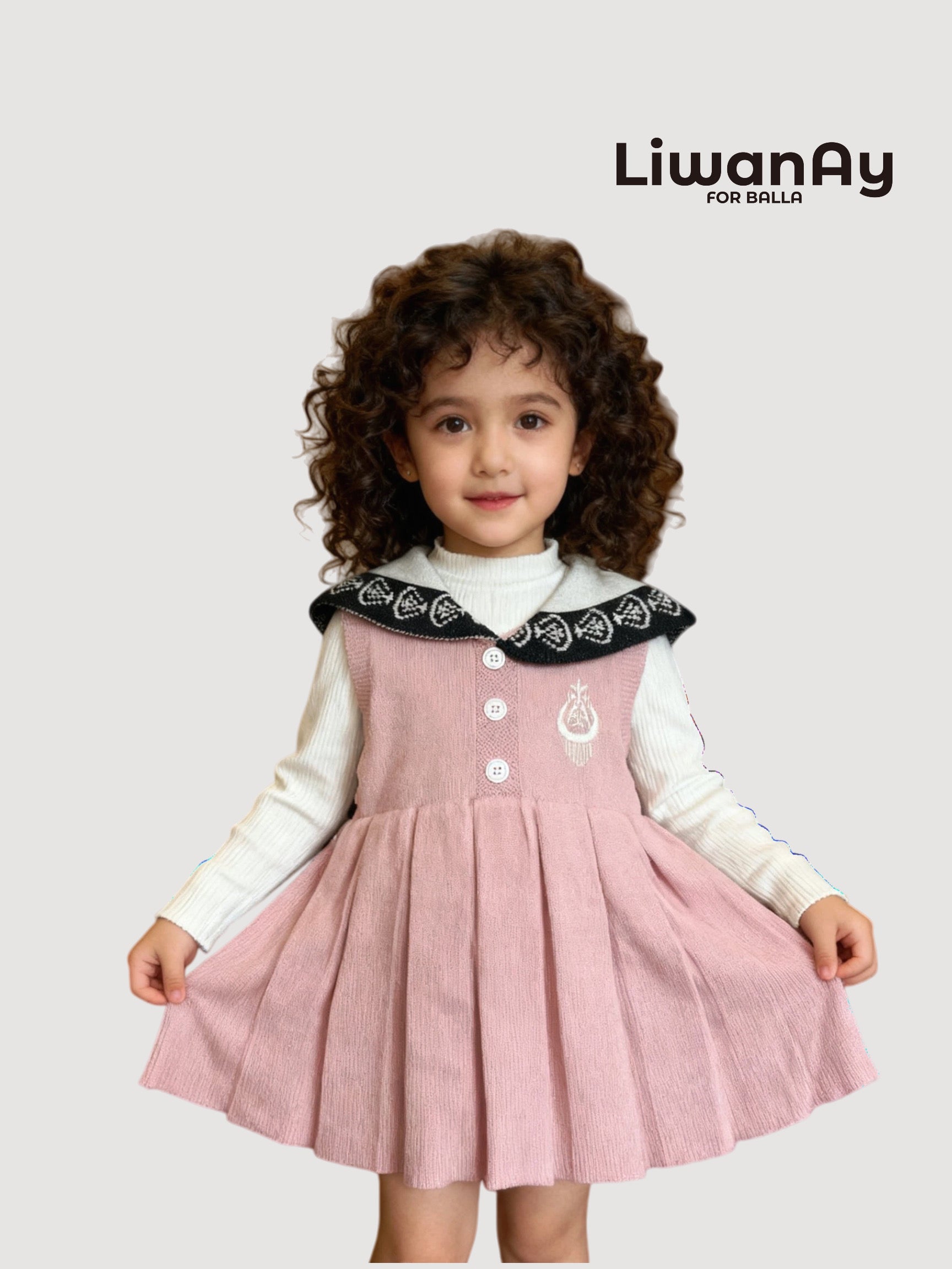 Pink Knit Sailor-Collar Dress