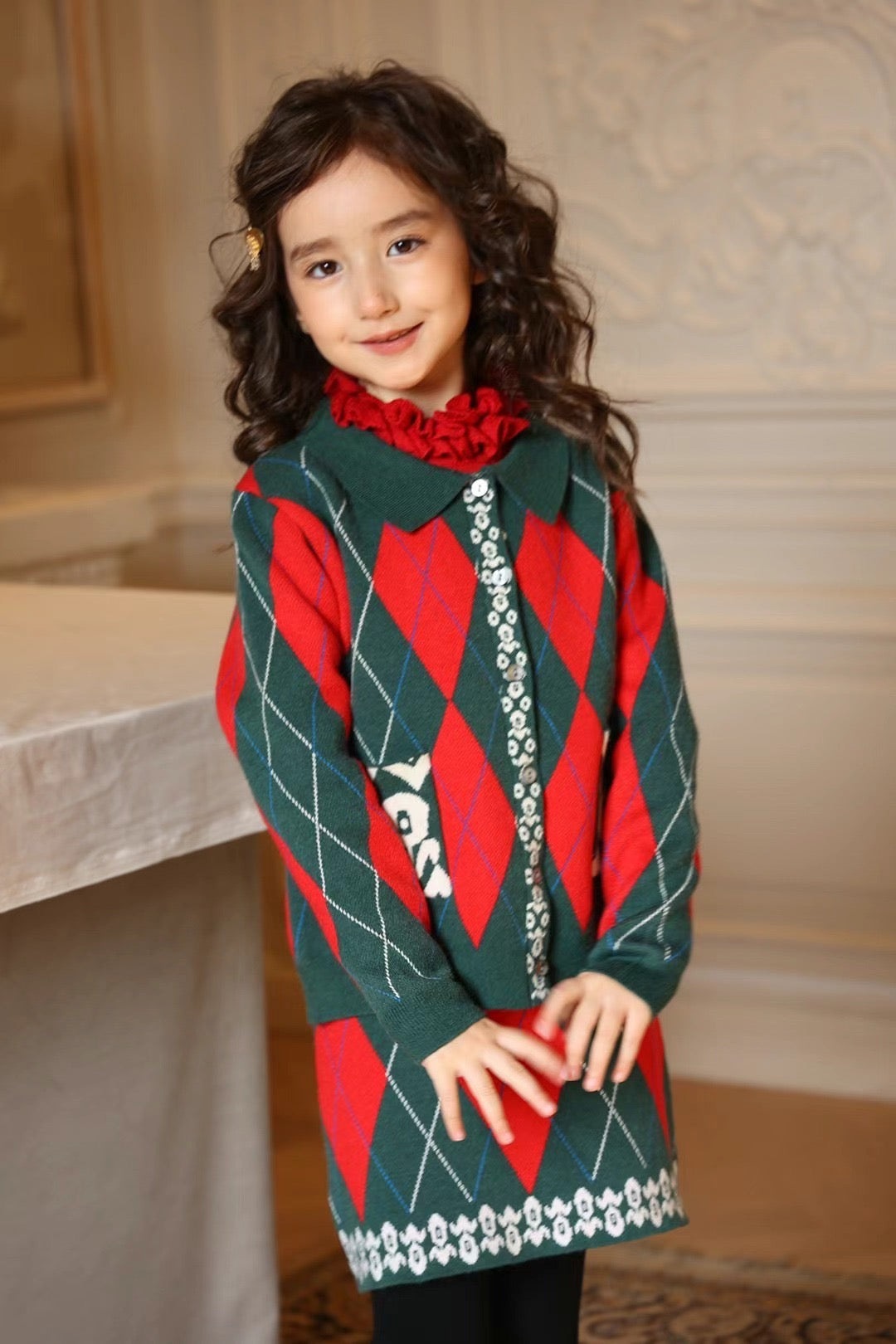 Girls’ Knit 3-Piece Set – Coat, Vest & Skirt