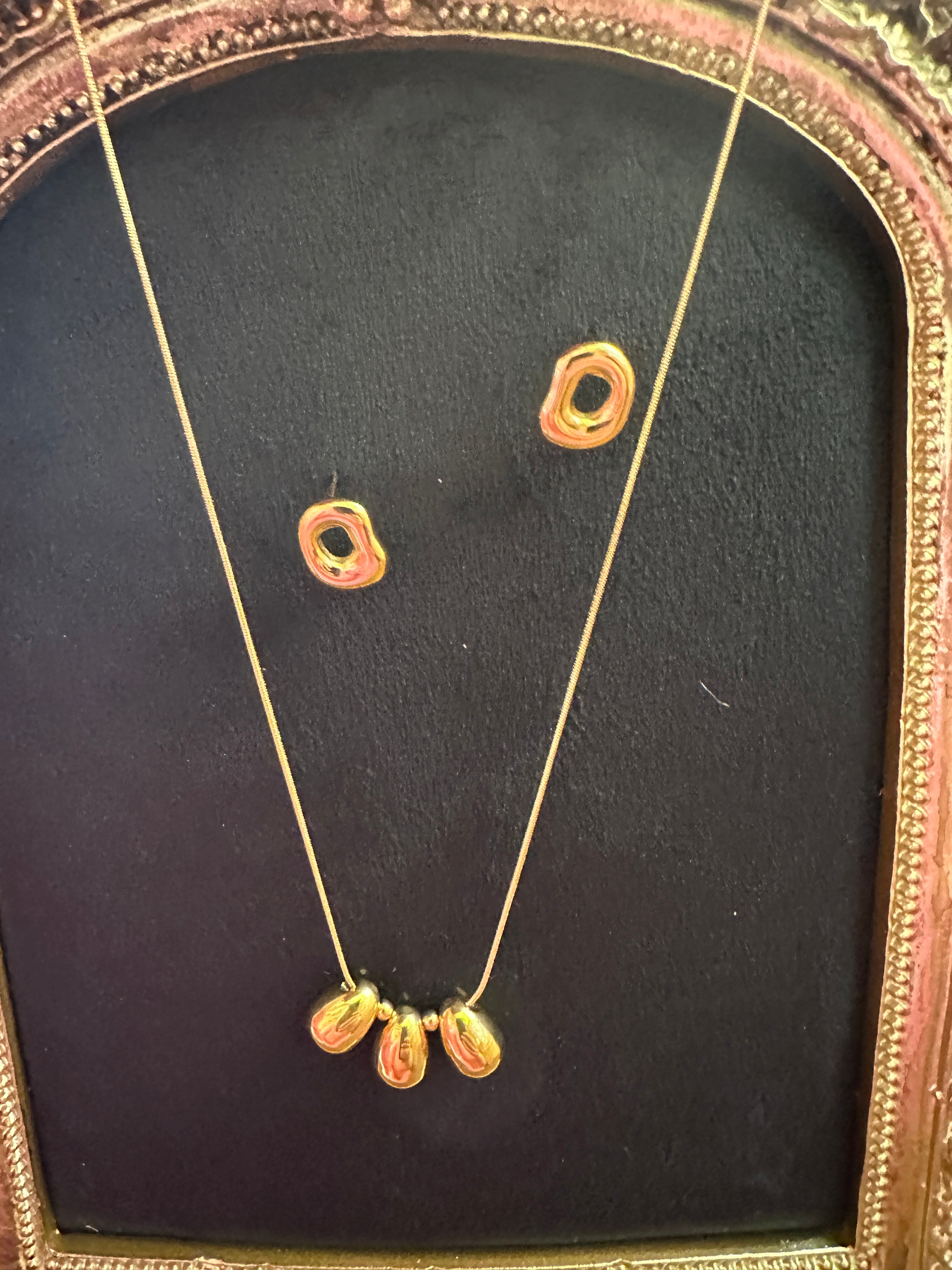 Gold Color Stainless Steel Fringe Necklace – Statement Beaded Design(79)