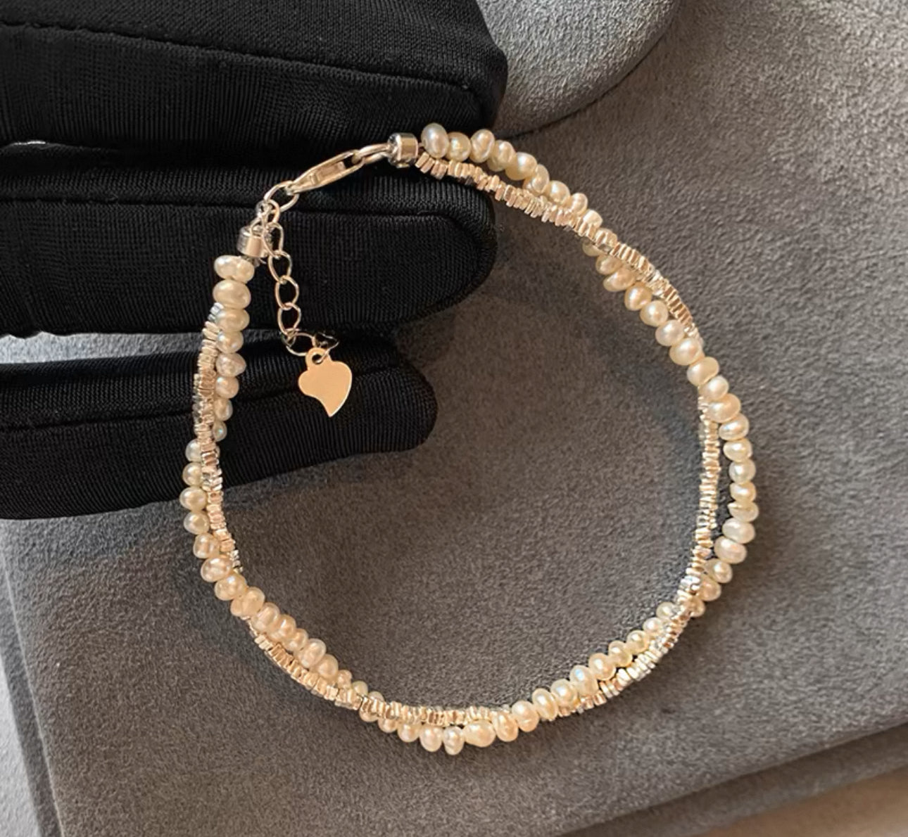 925 Silver Double-Layer Rice Pearl Bracelet – Minimalist Elegance (4)