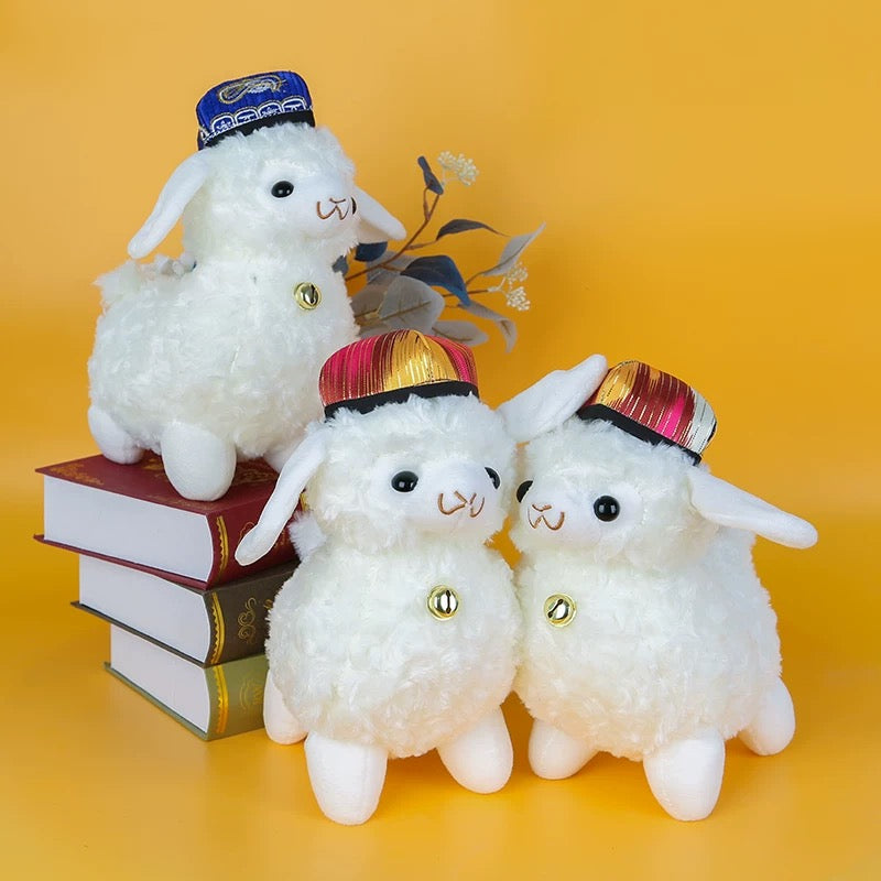 Cute traditional Hat Plush Lamb – 23cm Soft Stuffed Toy with Ethnic Cap(Random)