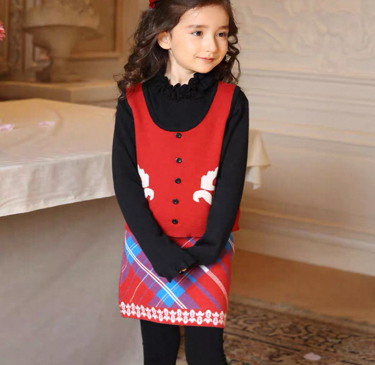 Girls’ Knit 2-Piece Set – Vest & Skirt