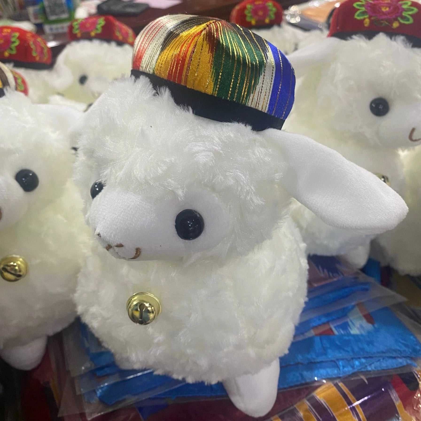 Cute traditional Hat Plush Lamb – 23cm Soft Stuffed Toy with Ethnic Cap(Random)