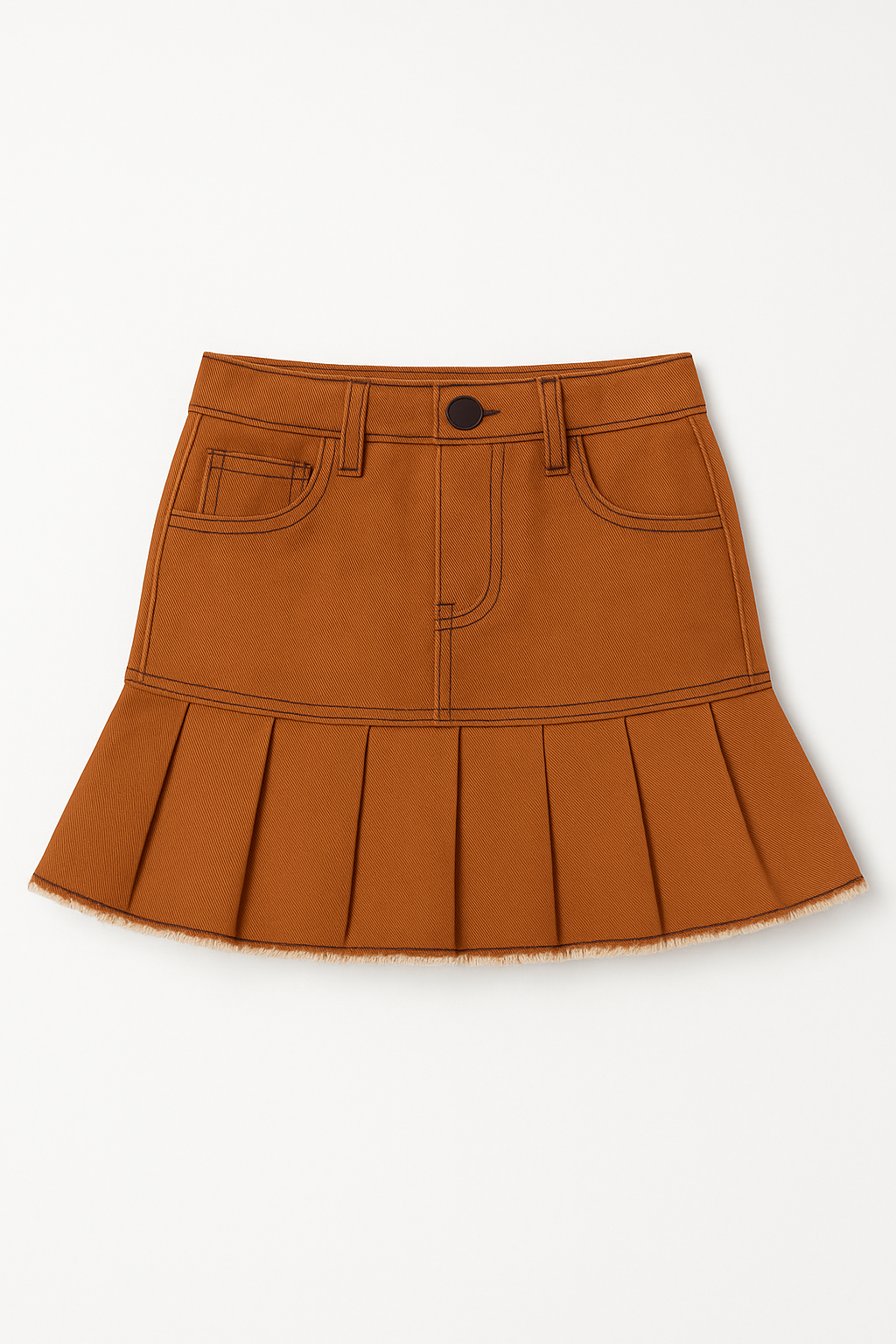 Vintage Caramel Pleated cotton Skirt