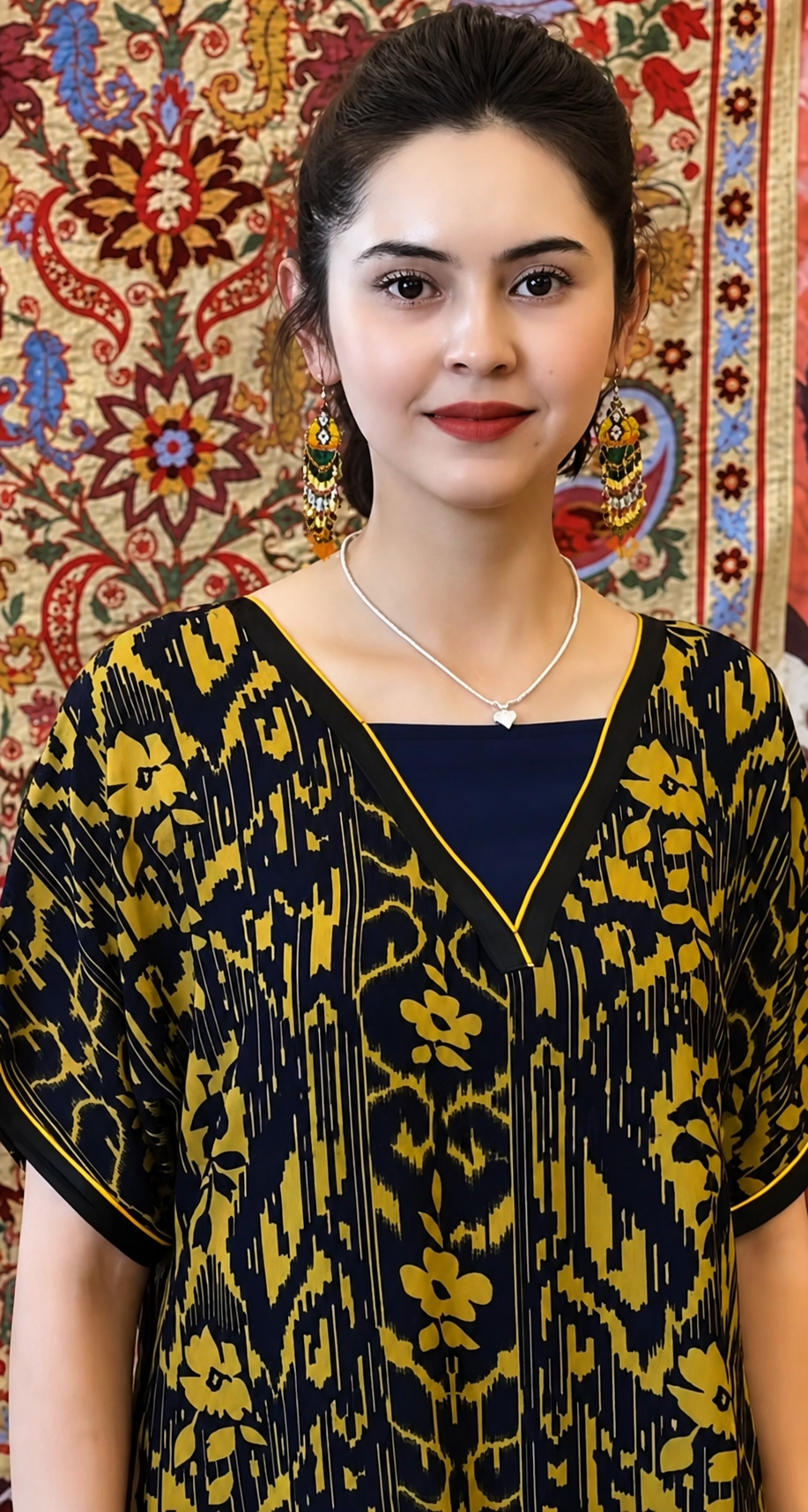 Olive Atlas Chiffon Kaftan Dress