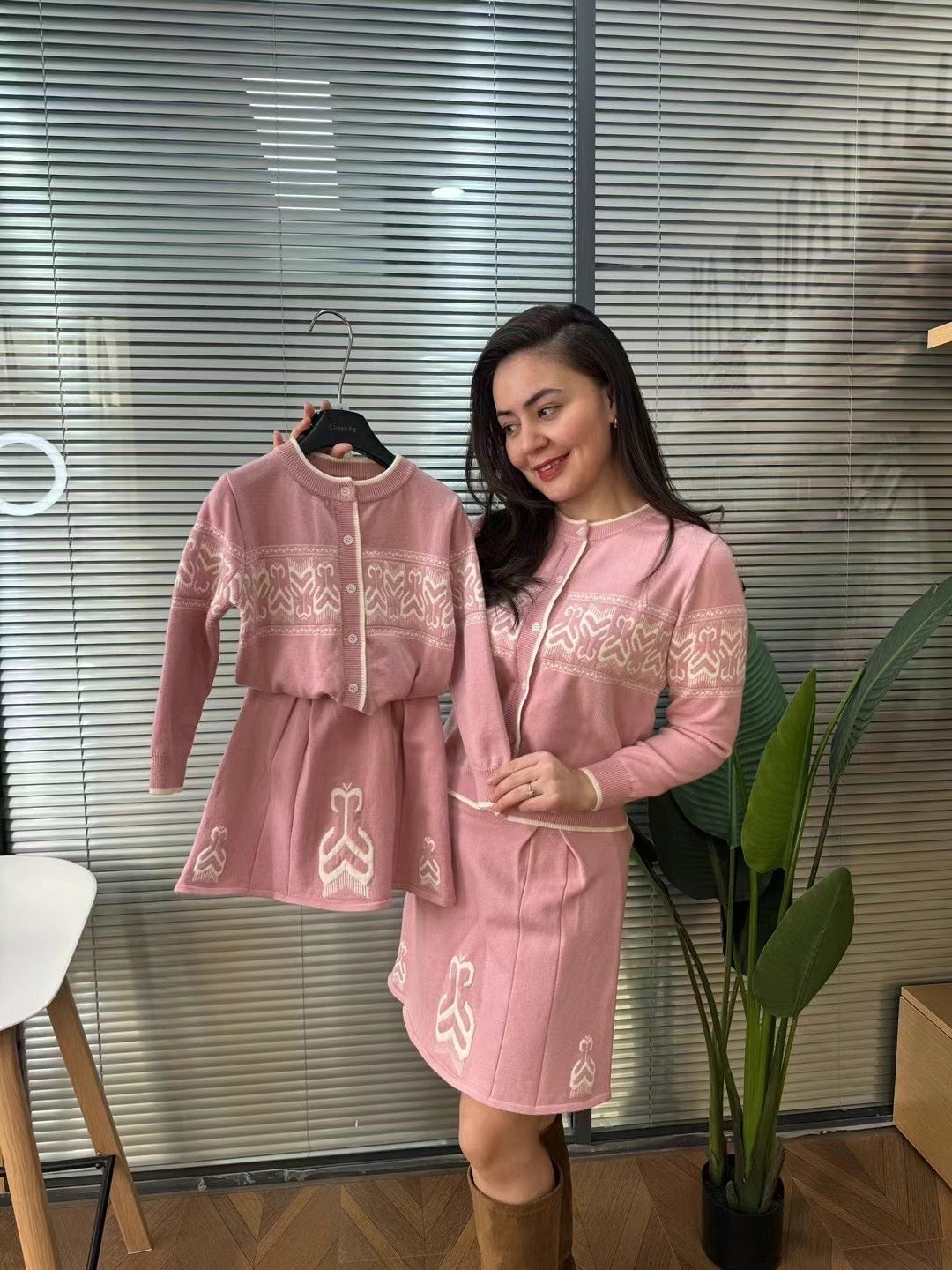 Elegant Knit Two-Piece Set – Free Size