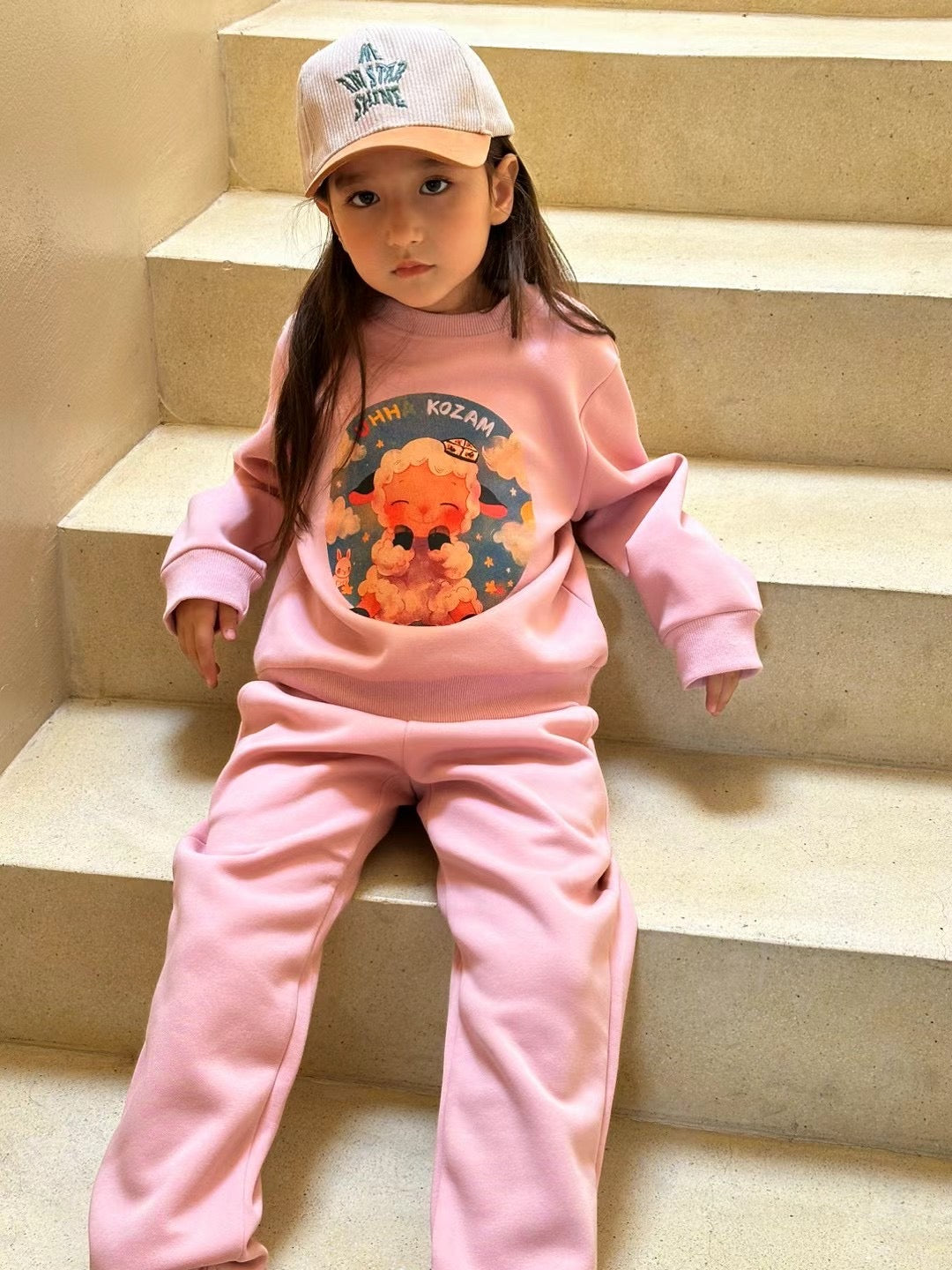 Kids Cream Cartoon Sweatshirt Set – “Jan Balamgha Bir Sowghat” (Unisex)