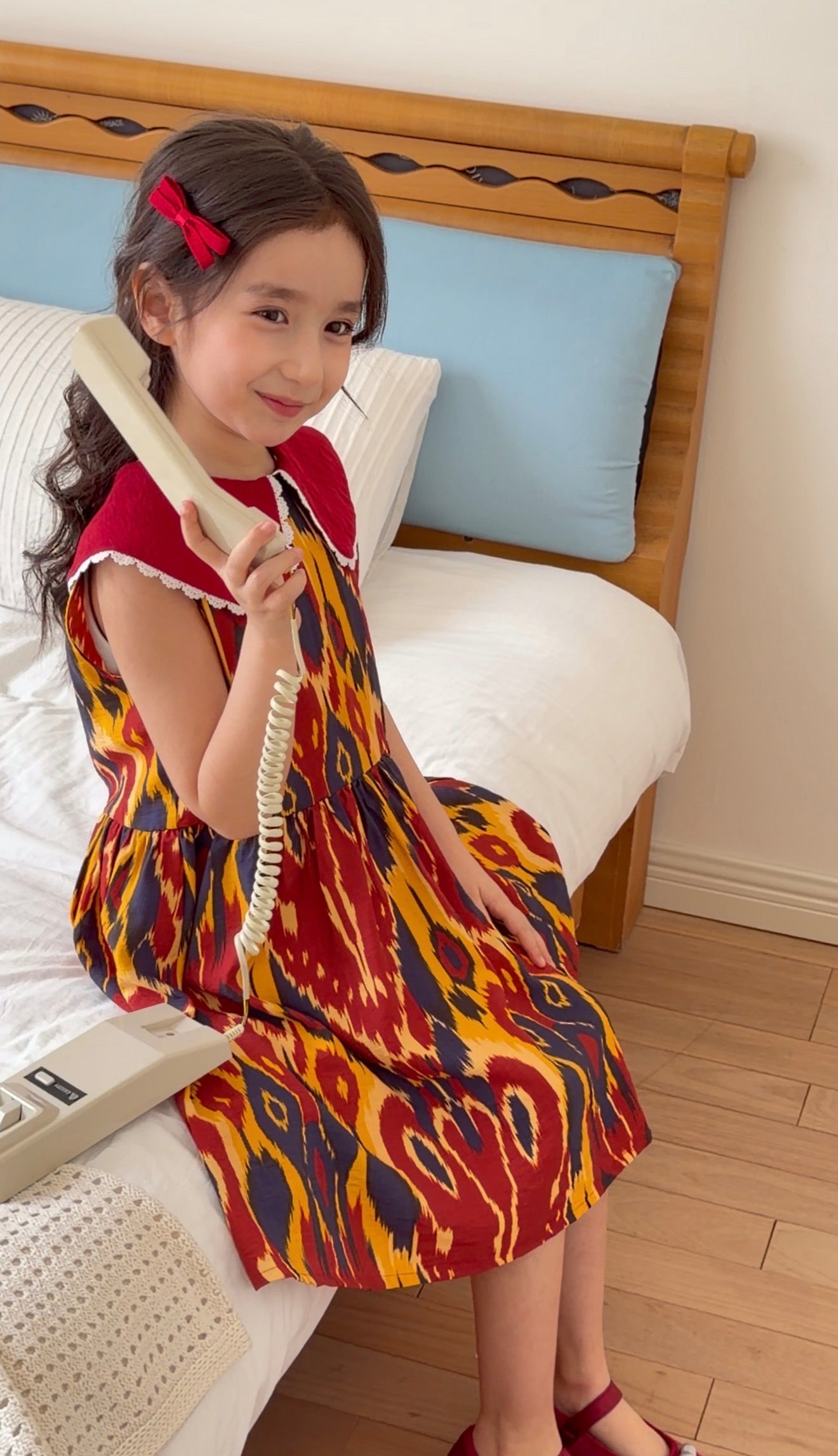 Girls Atlas Ikat Princess Dress – Colorful Cotton Party Dress