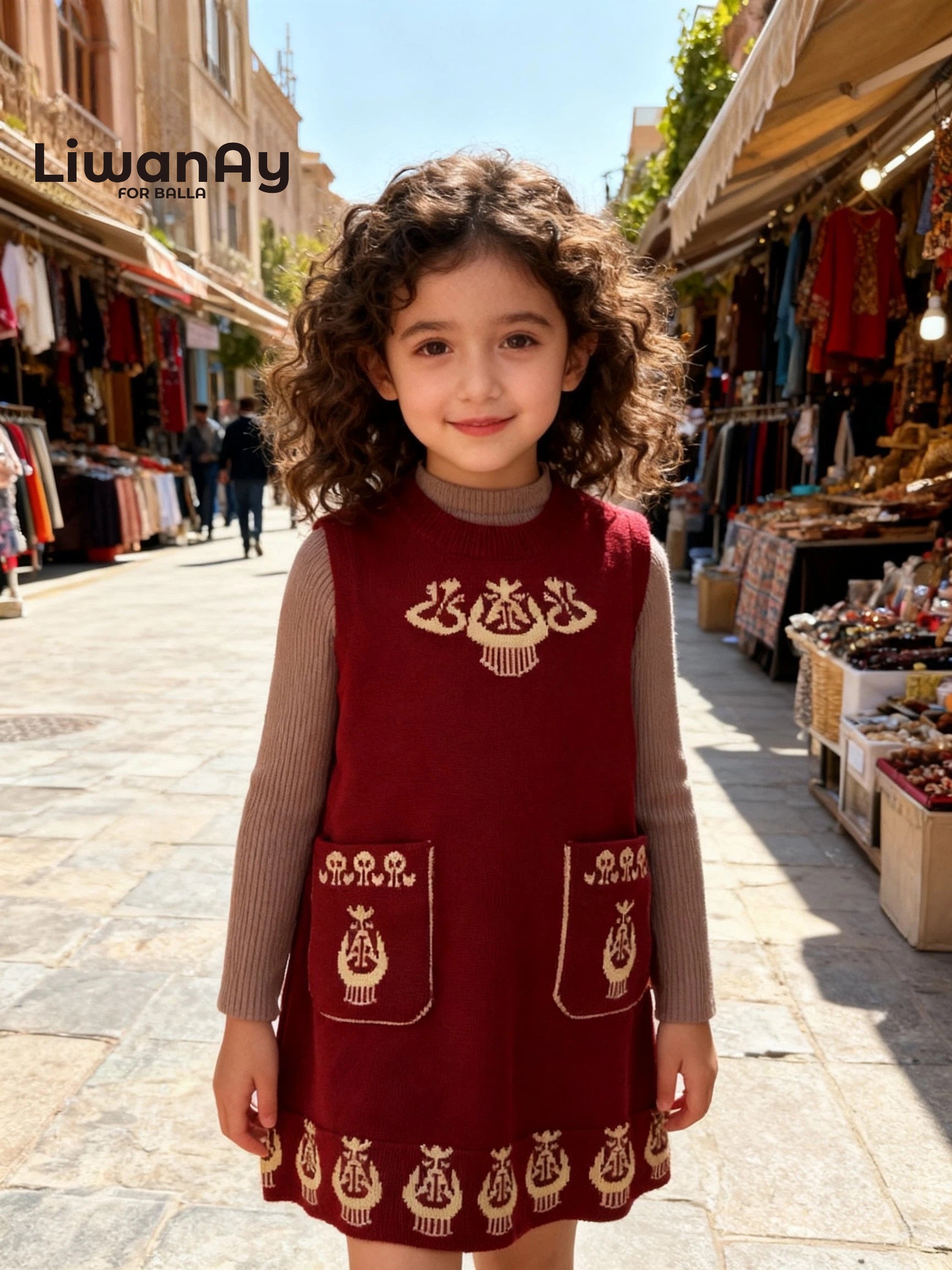 Atlas Knit Dress – Cultural Pattern RED