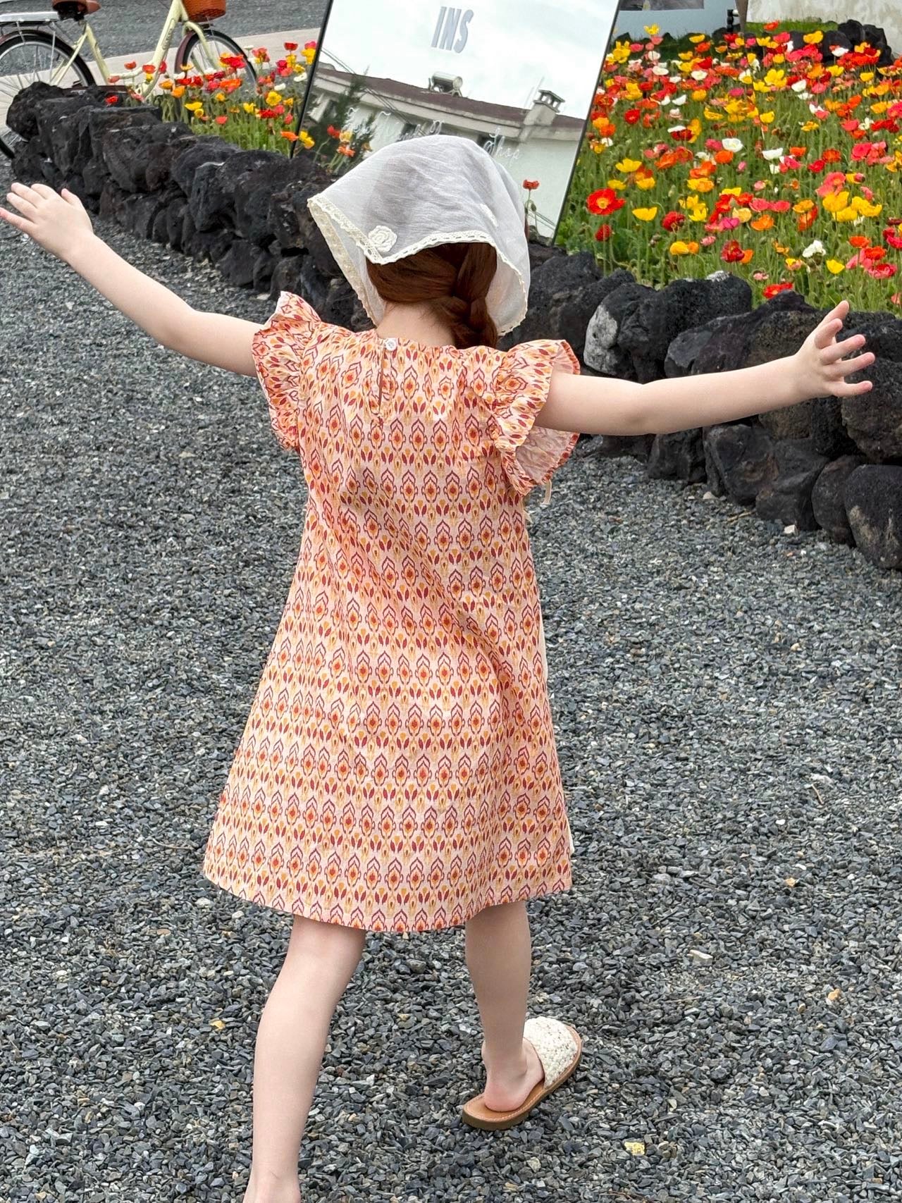 “Pink Petal” Ikat Atlas Cotton Dress – Princess Cut, Lightweight & Cool