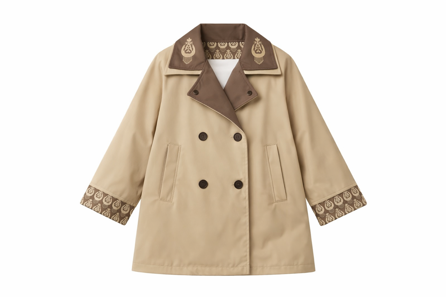 Navy & Brown Embroidered Trench Coat