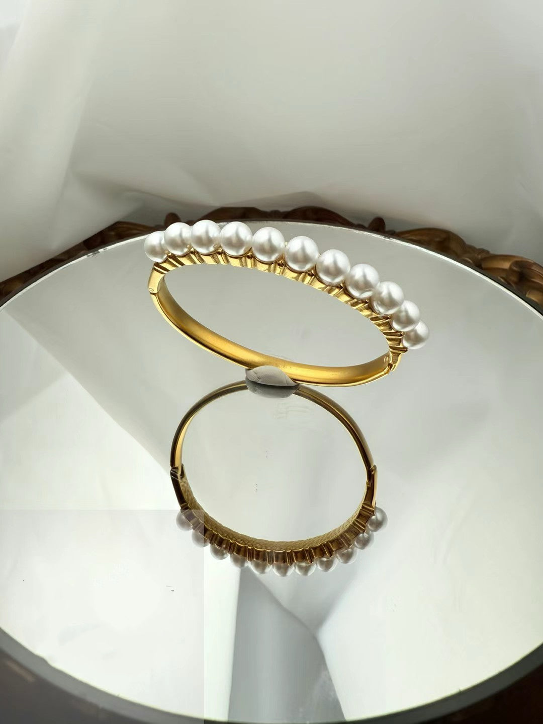 Gold Color Stainless Steel Adjustable Beaded Bracelet – Floral Charm(97)