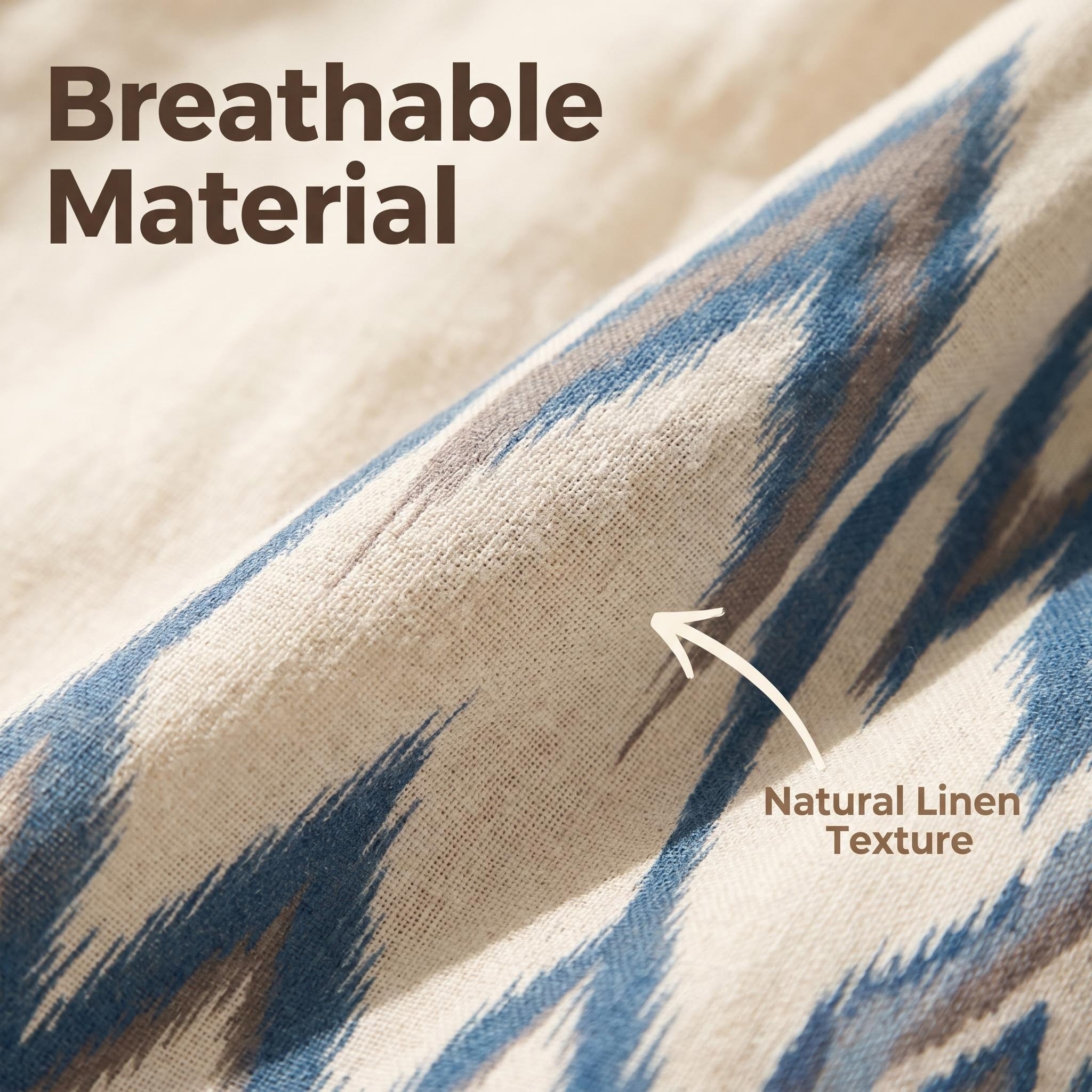 Coastal Ikat Linen Maxi Skirt – 100% Linen Heritage A-Line Skirt (One Size)