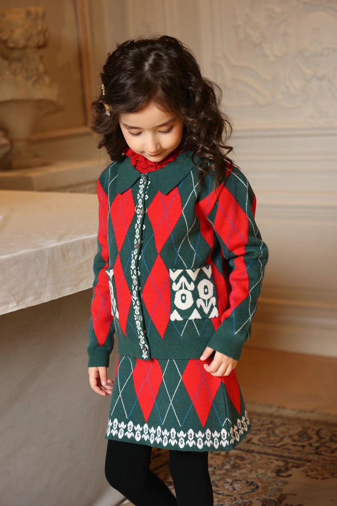 Girls’ Knit 3-Piece Set – Coat, Vest & Skirt