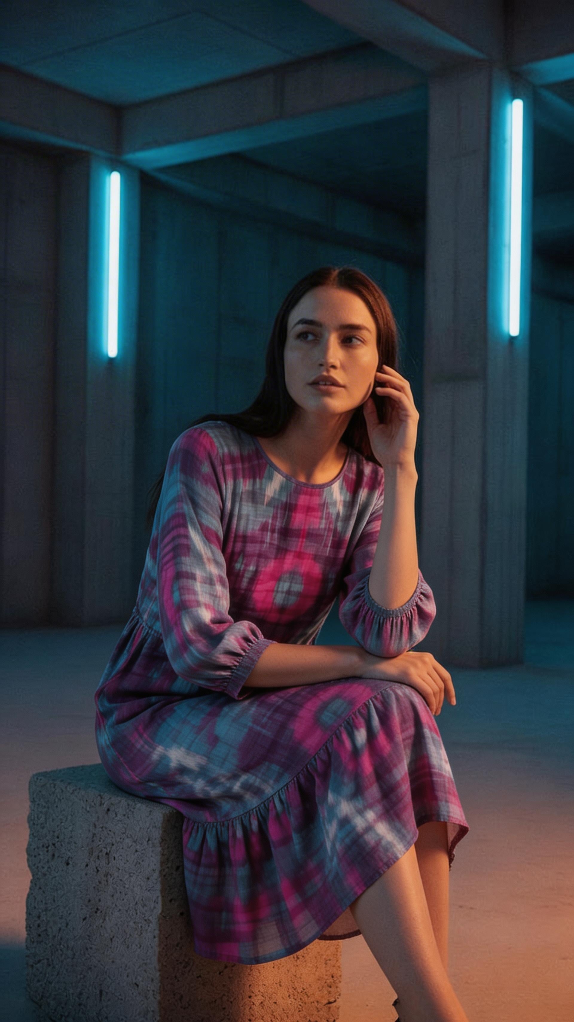 Hand-Dyed Magenta Maxi Dress – (Fits ≤75 kg)