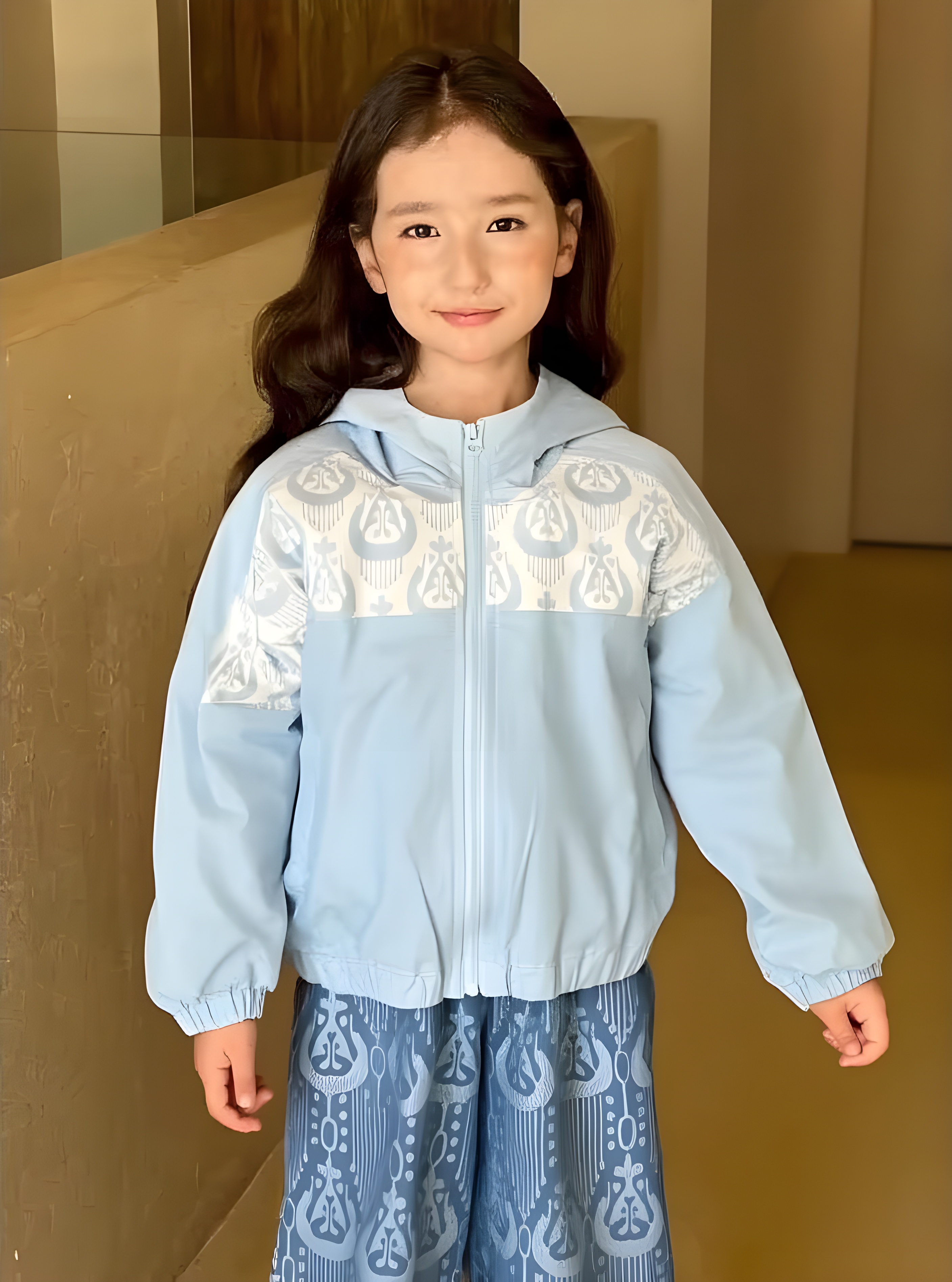 Blue Ikat Windbreaker Jacket