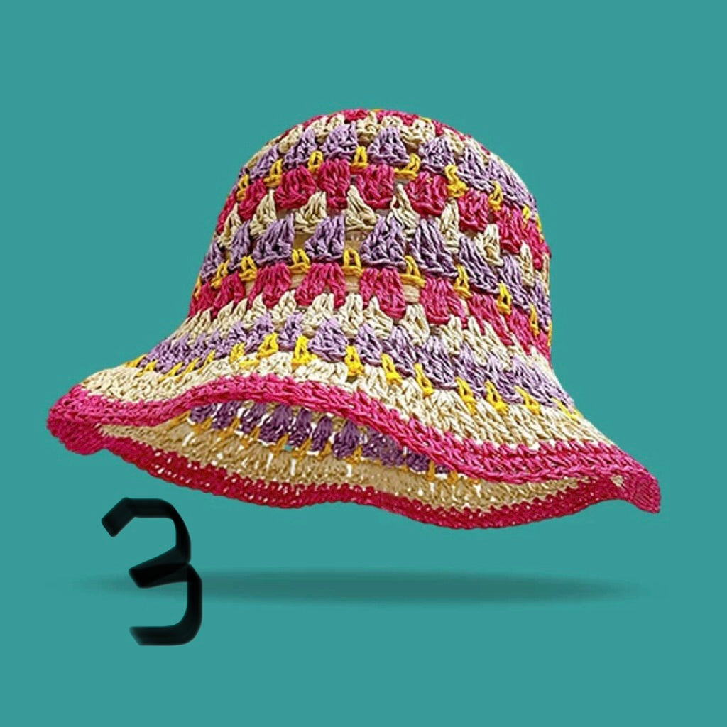 Rainbow Woven Sun Hat β Foldable Summer Beach Style (M 56β58 cm)