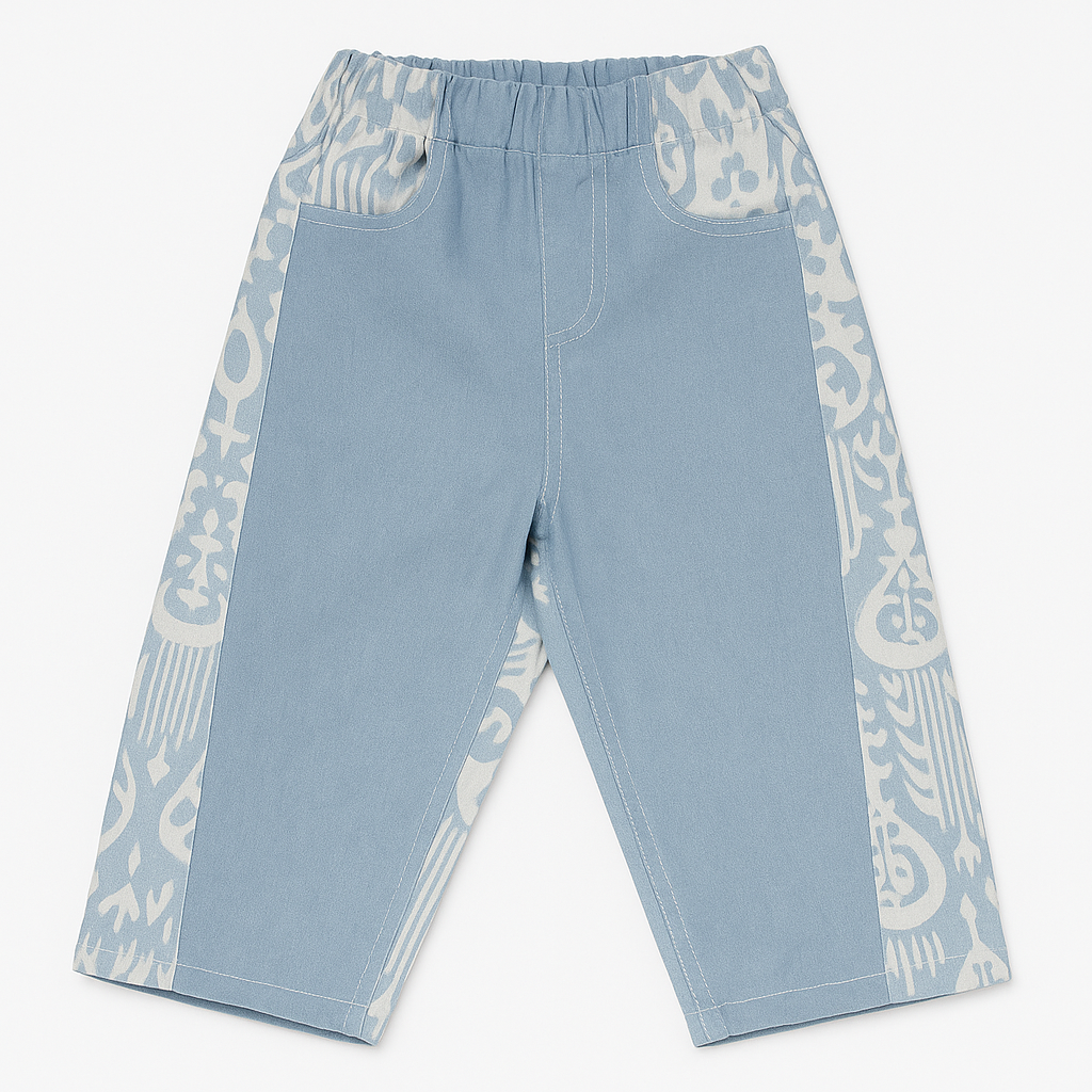 Blue Ikat Denim Pants
