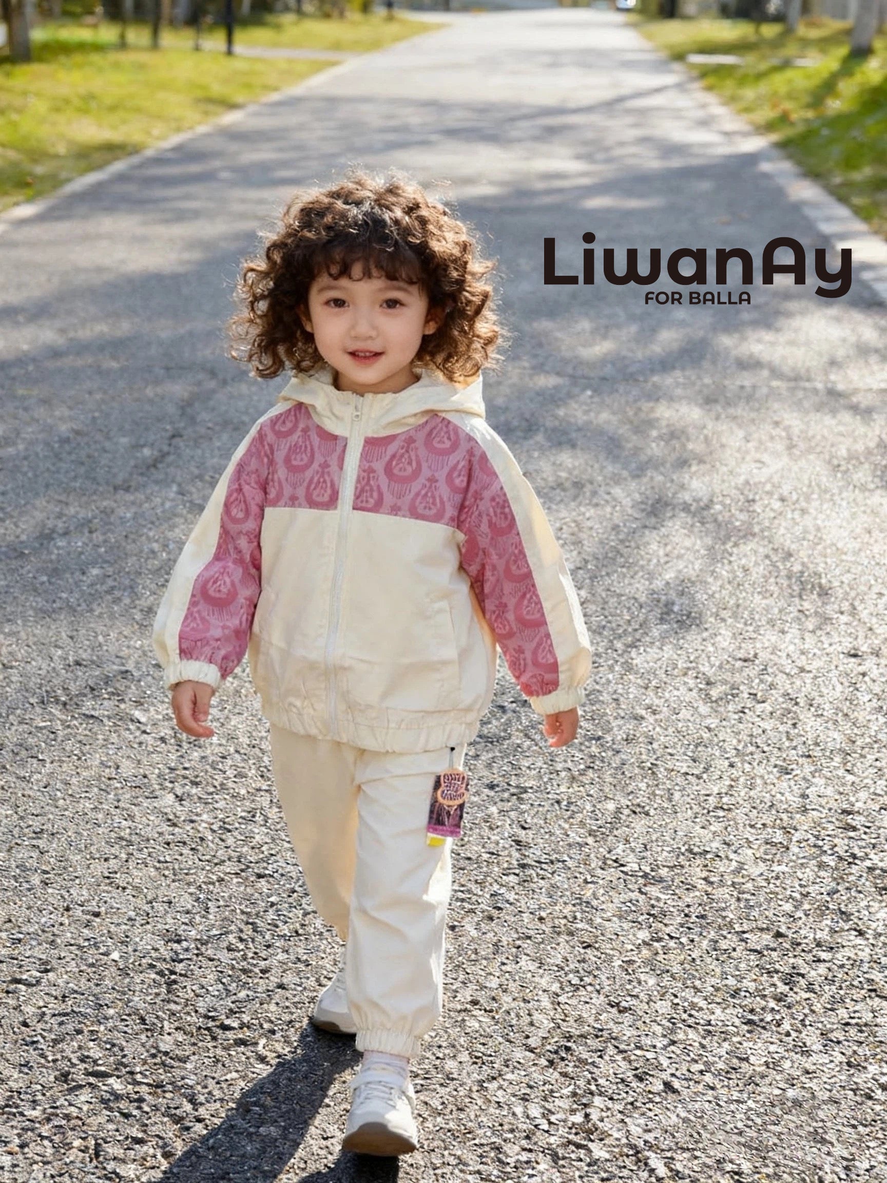 Pink & White Ikat Windbreaker Jacket