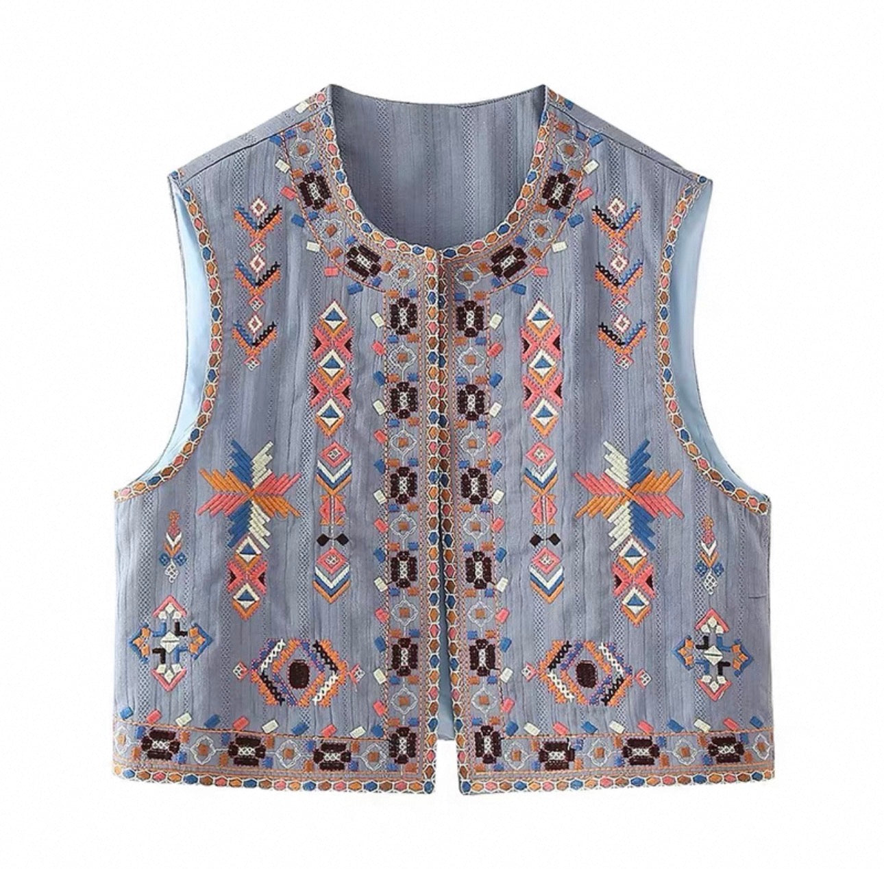 Embroidered Beaded Vest – Ethnic Vintage Style (One Size) 9