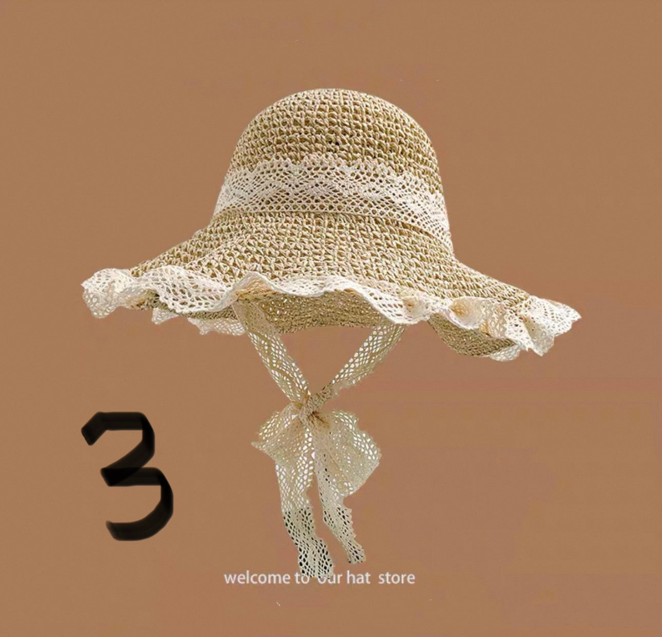 girls’ Woven Straw Sun Hat – Cute Summer Beach Style (Size 56-58cm)