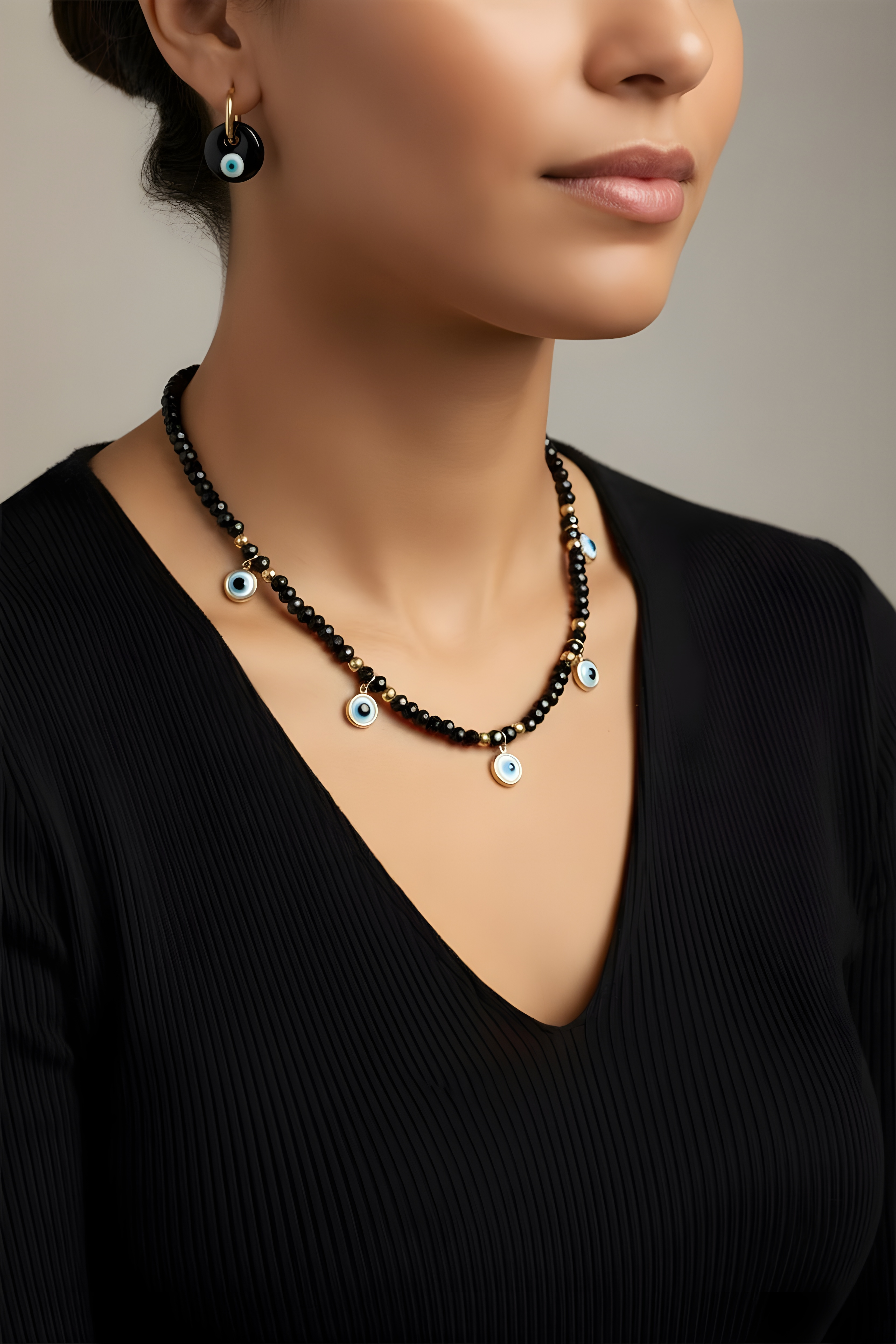 Stainless Steel Fringe Necklace – Statement Beaded Design(18)