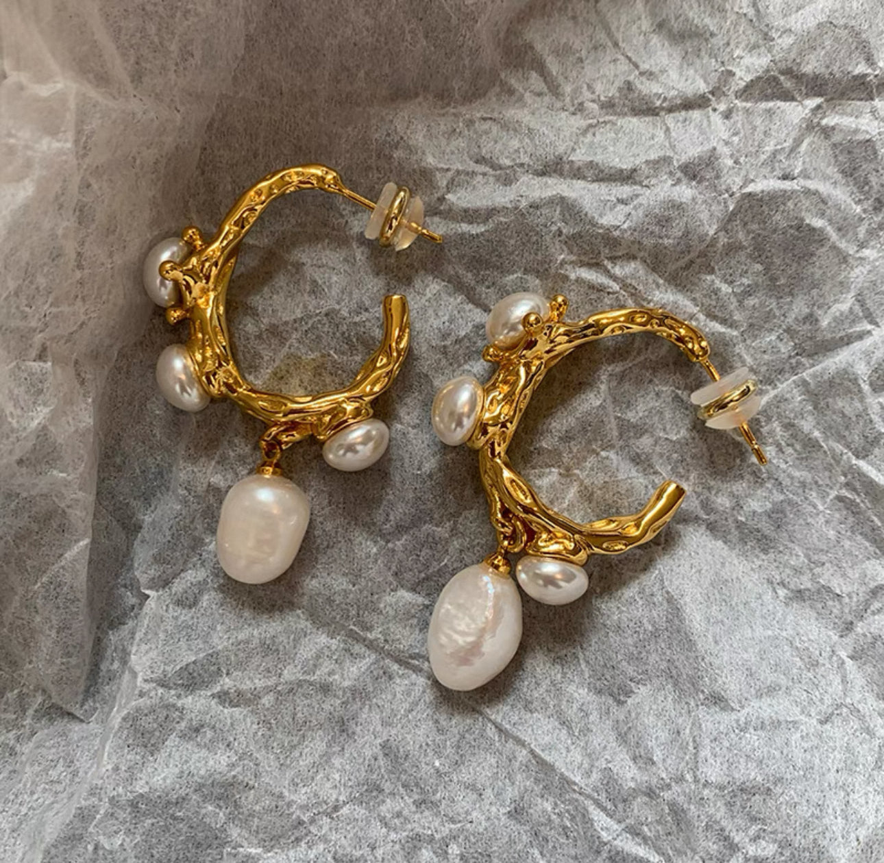 Vintage Earrings with Natural Baroque Pearls(11)