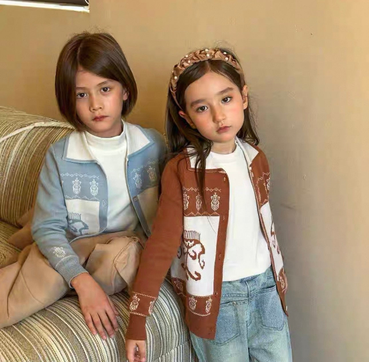 Blue Etlas Style Ethnic Knit Cardigan Jacket – Lightweight Spring/Fall Outerwear