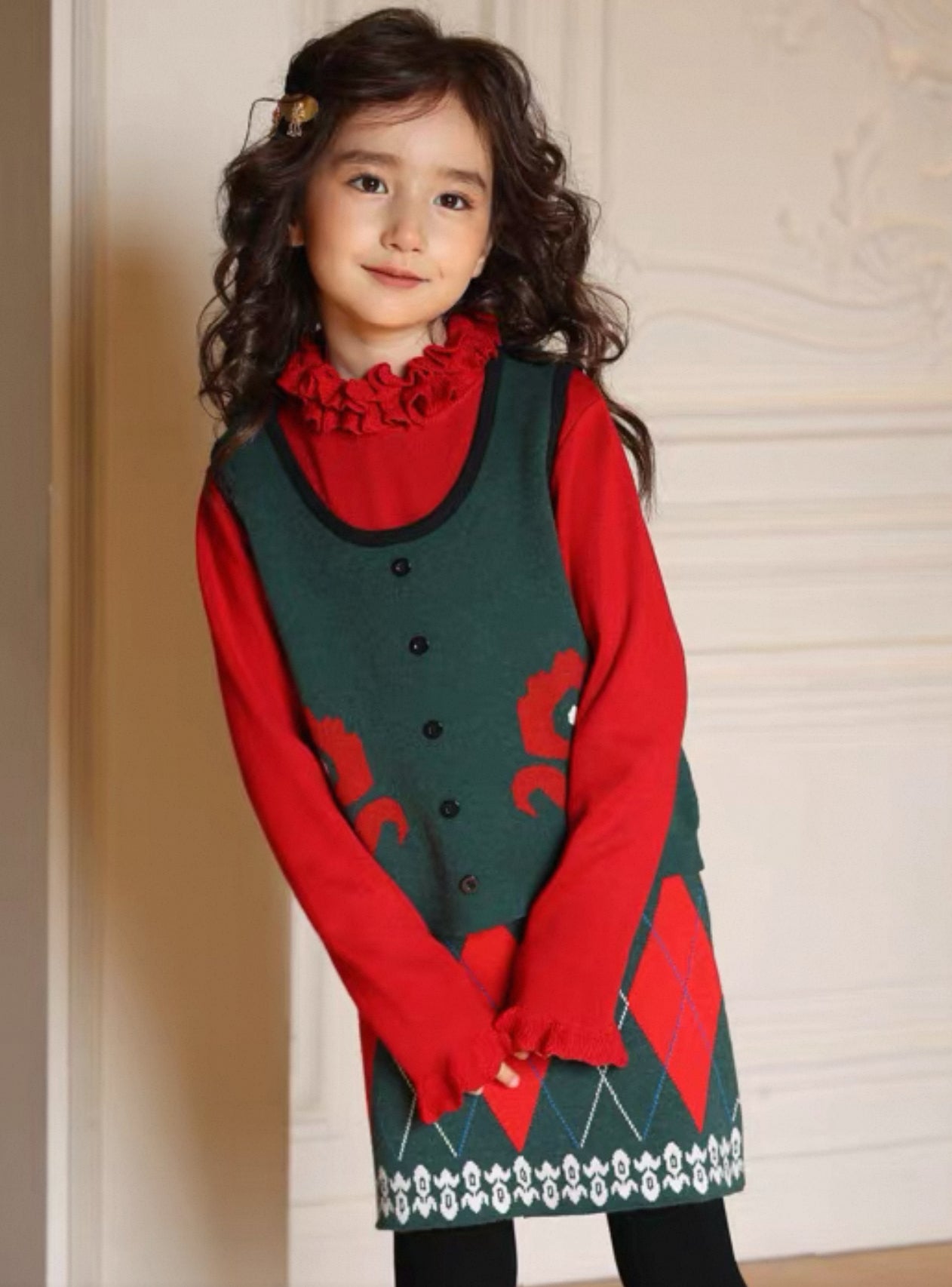 Girls’ Knit 3-Piece Set – Coat, Vest & Skirt