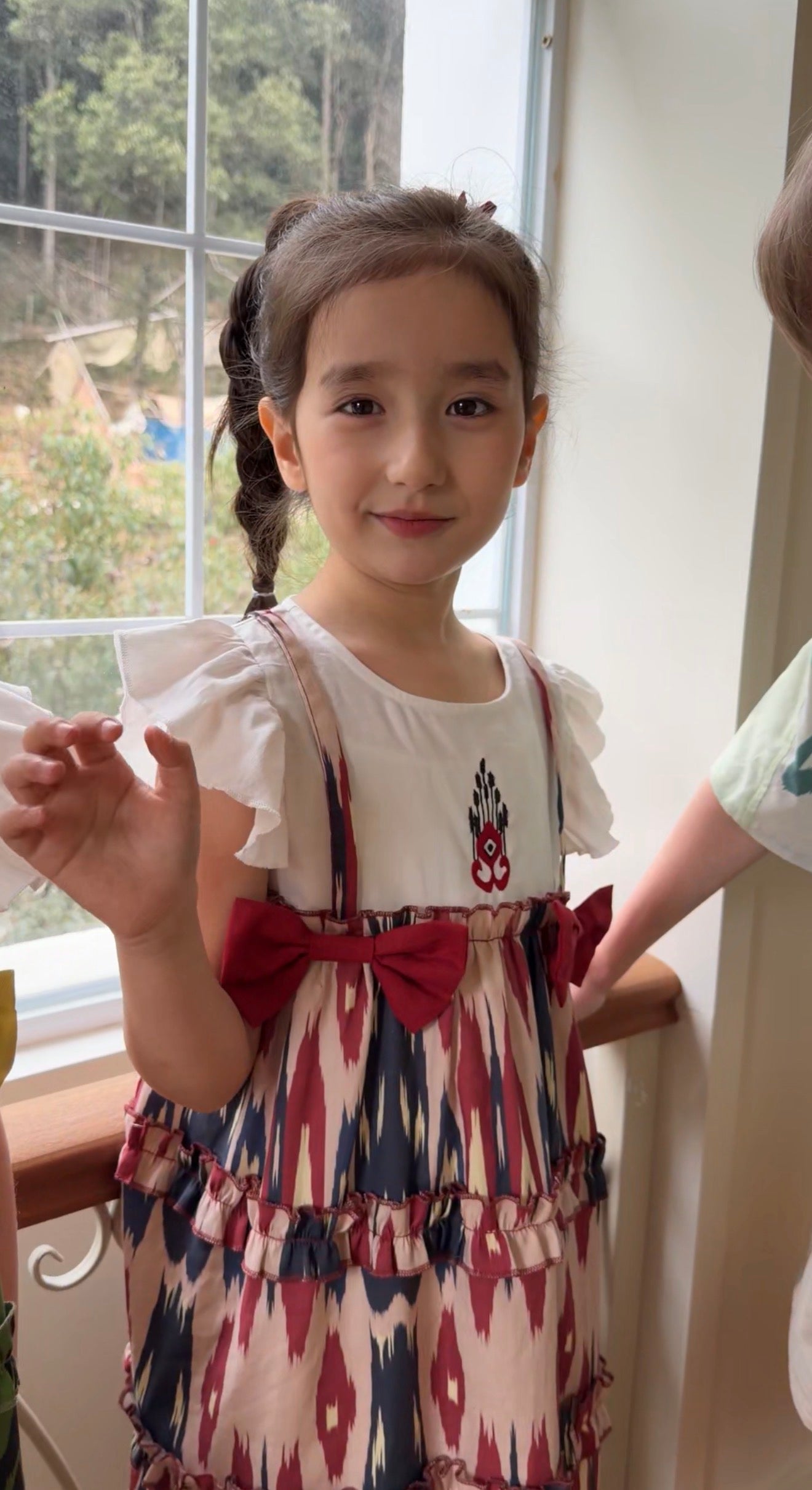 Girls Atlas Ikat Ruffle Dress – Cotton Vintage Style Summer Dress