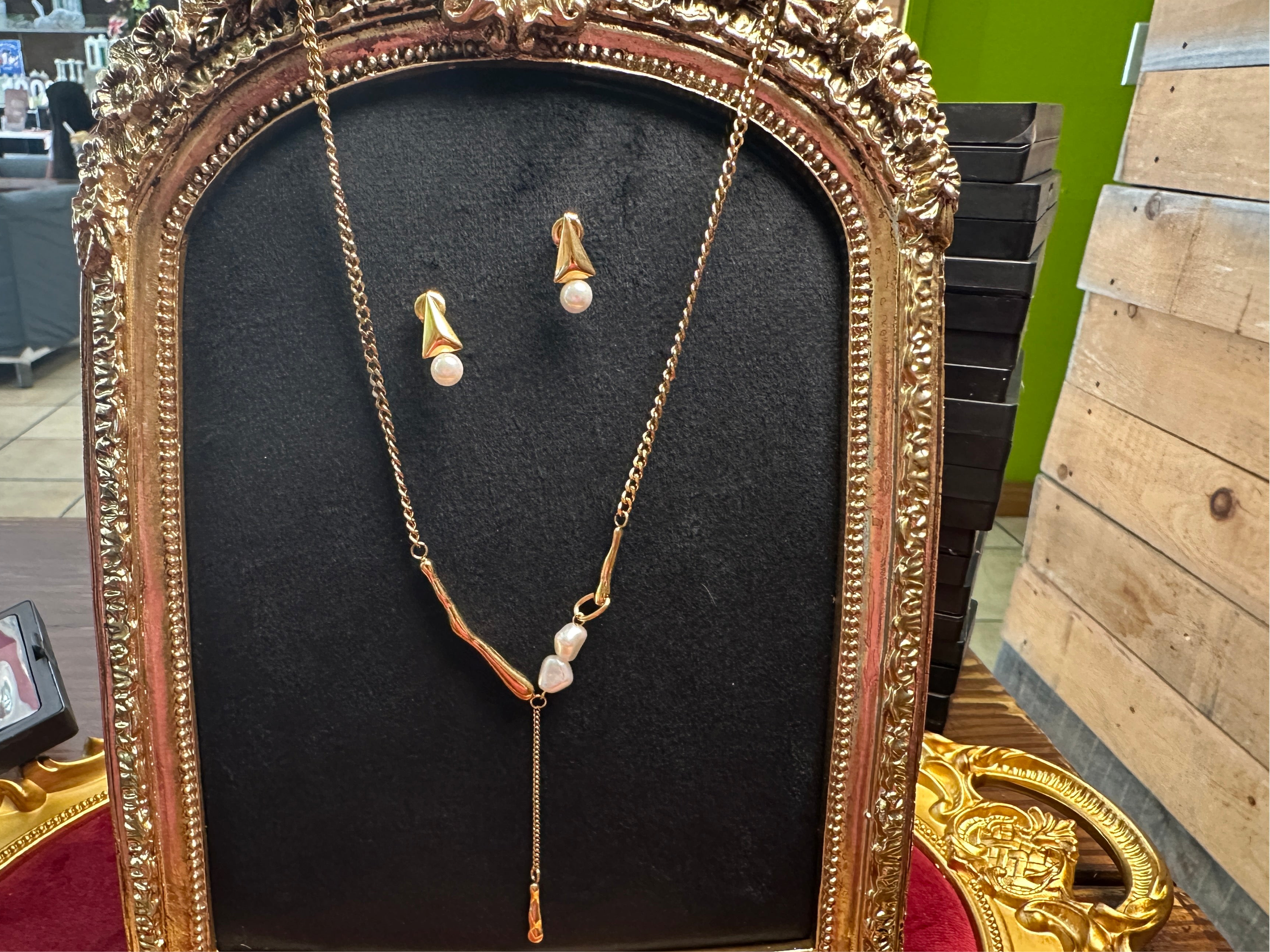 Gold Color Stainless Steel Fringe Necklace – Statement Beaded Design(81)