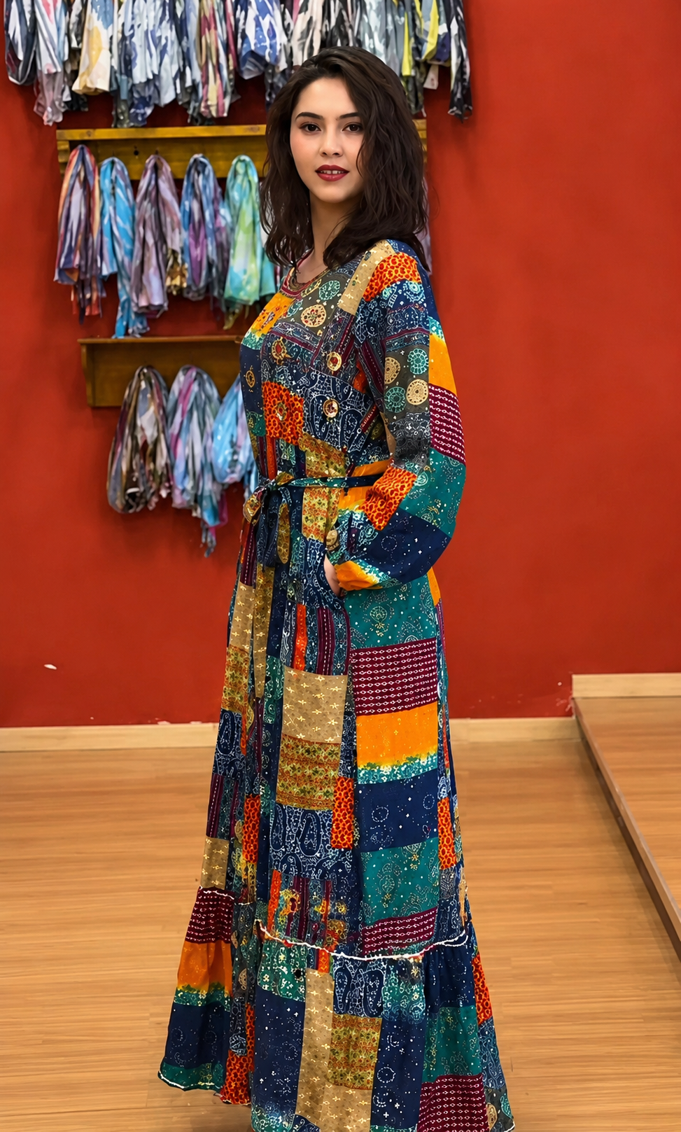 Patchwork Pearl Maxi Dress