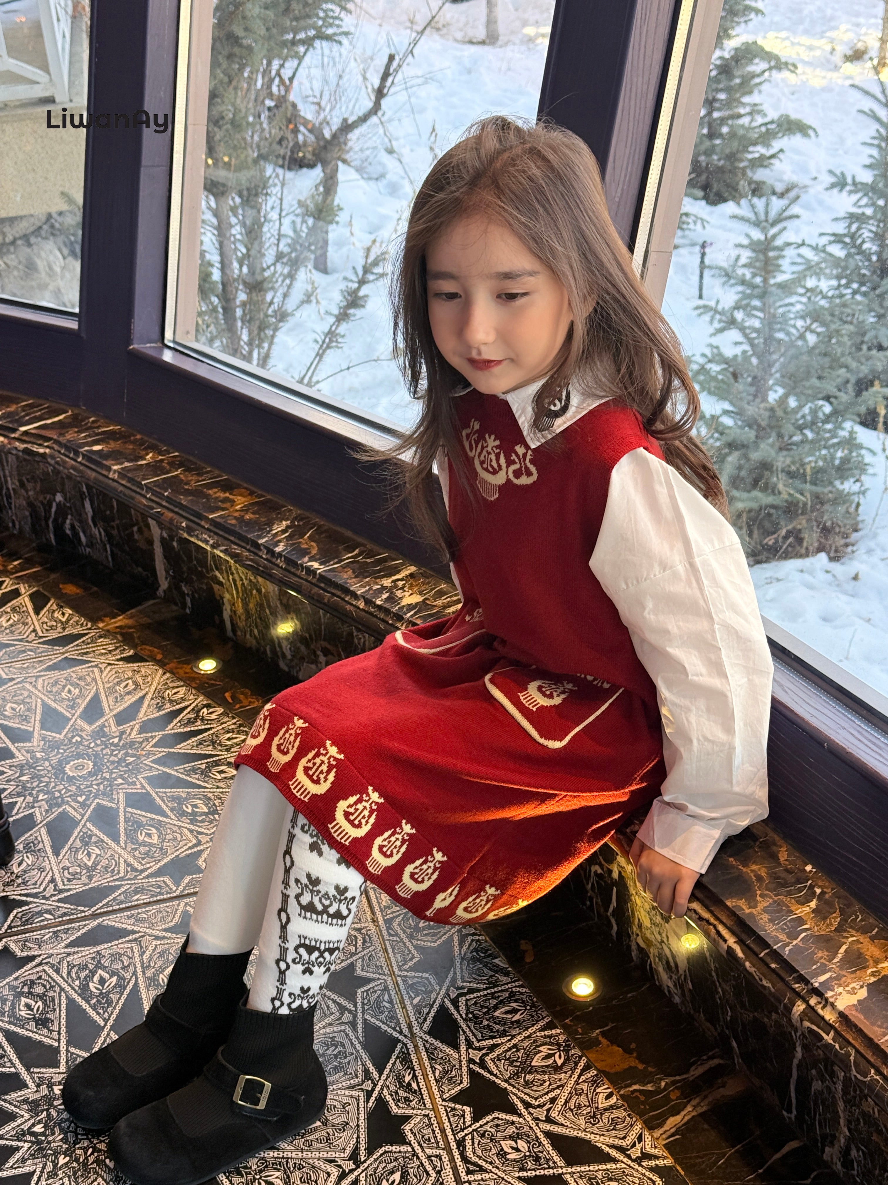 Atlas Knit Dress – Cultural Pattern RED