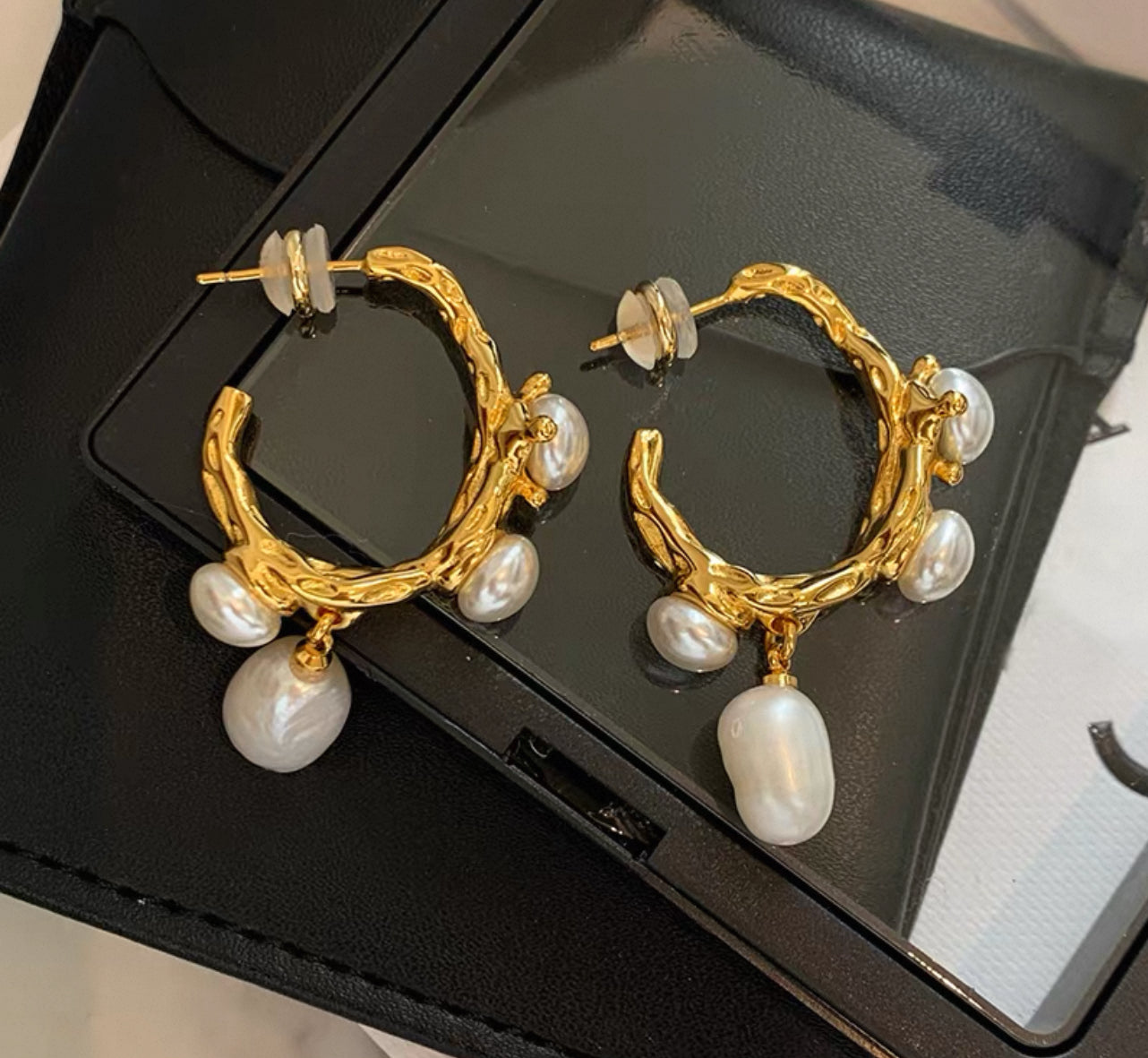 Vintage Earrings with Natural Baroque Pearls(11)